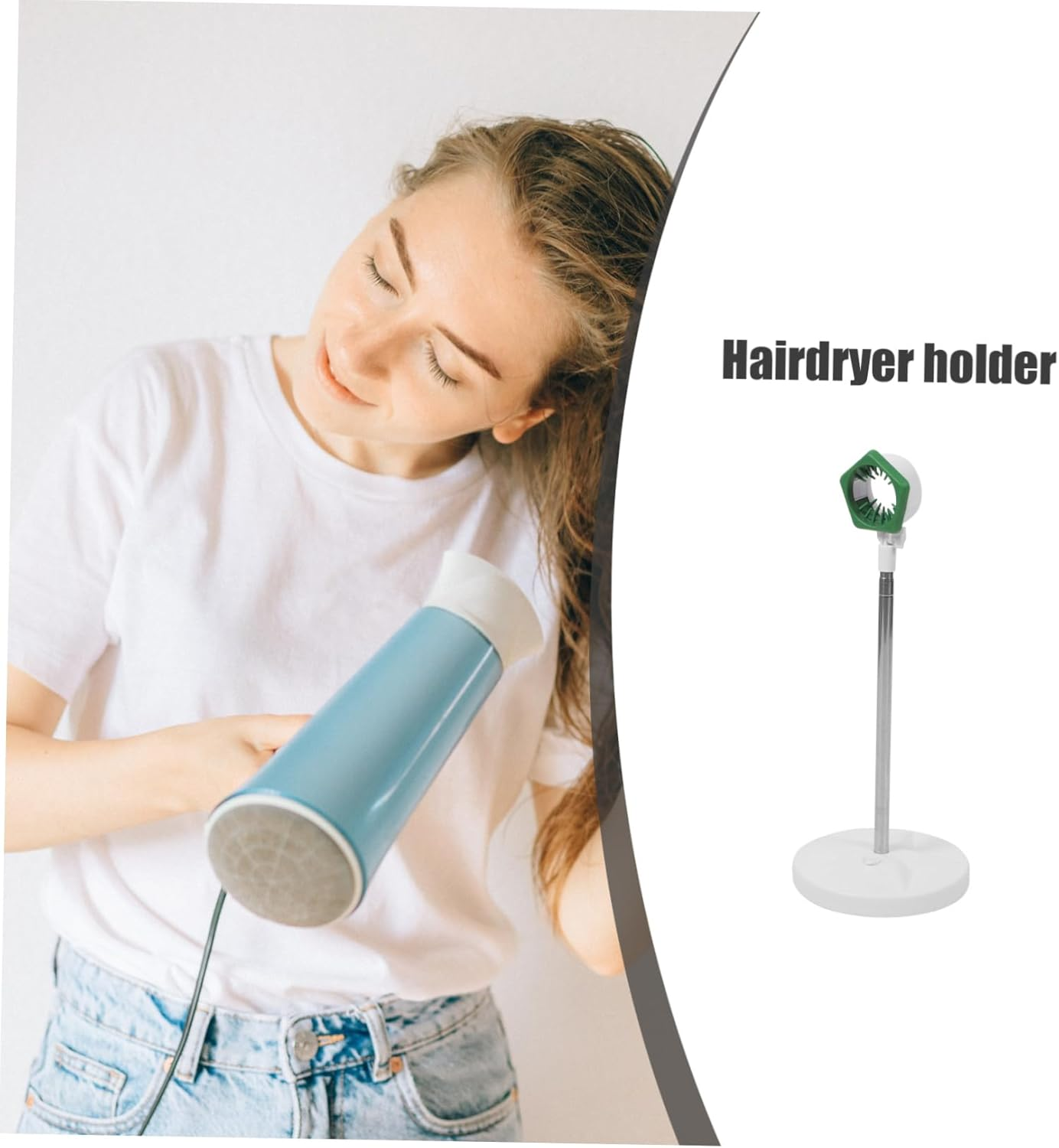 CLISPEED Lazy Hair Dryer Stand with Height Hands Storage Rack for Easy Access to Hair Dryer Compact Vertical Design for Home Salon Use