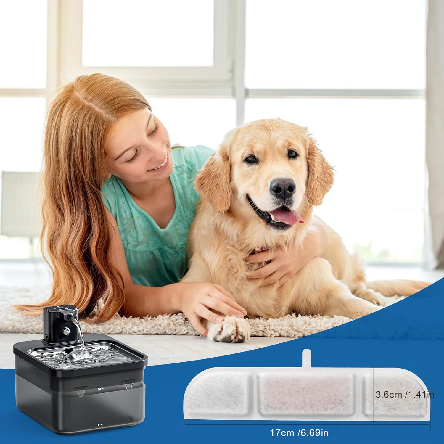 Vindox Cat Fountain Filter, 24 Pack, 12 Activated Carbon & Ion Exchange Resin Filters, 12 Foam Filters for 2.5L DPWFP6 Cat Fountain image number 3