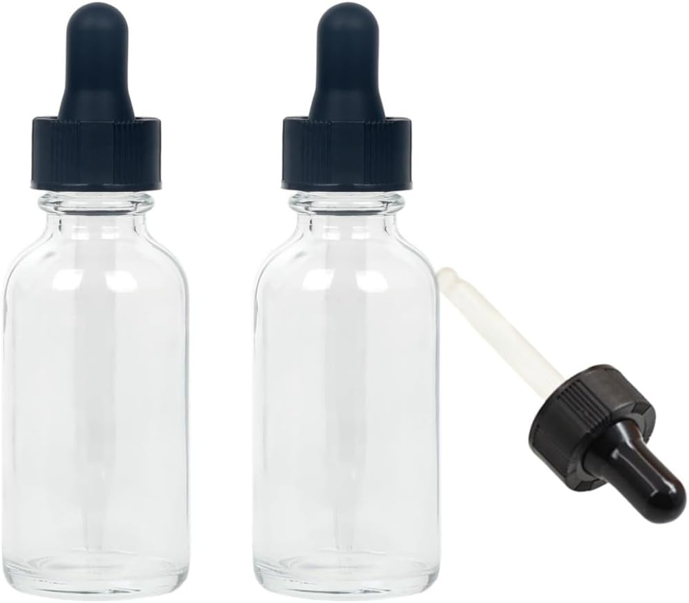 Clear Boston round Glass Bottle, Divided Bottle (Transparent/ 120 Ml with Droppers/ 2 Pcs) image number 3