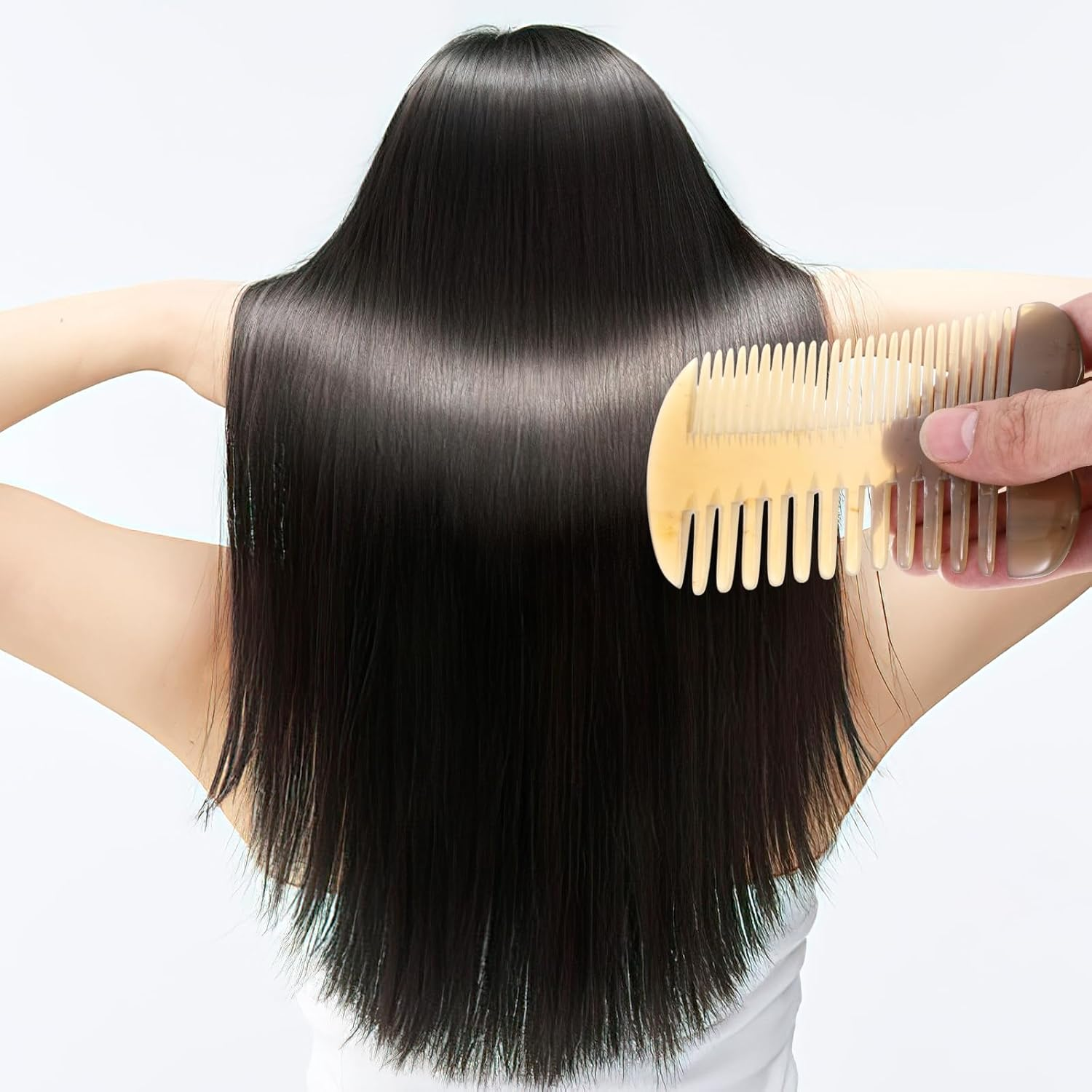 FRCOLOR Double-Sided Massage Comb Hair Care Comb Ox Horn Comb Hair Combs Beard Comb Ox Horn Styling Comb Double Sided Comb Horn Comb for Hair Cutting Comb Tool Scalp Sandboard Man image number 2