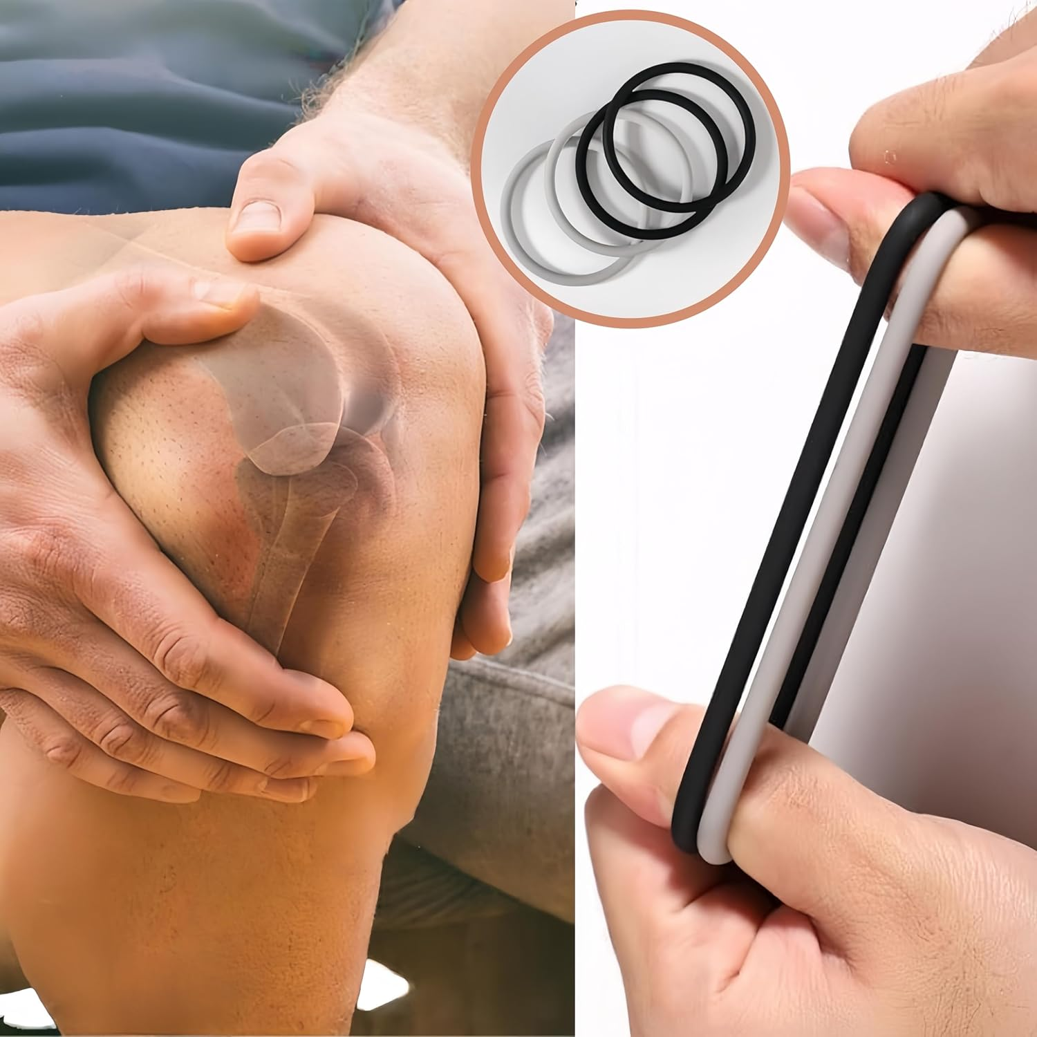 Patella Band,4 Pcs Silicone Patellar Tendon Support Straps,Knee Band Flexible Brace Fixed Stabilizer Rings,For Running Basketball Sports Men Women