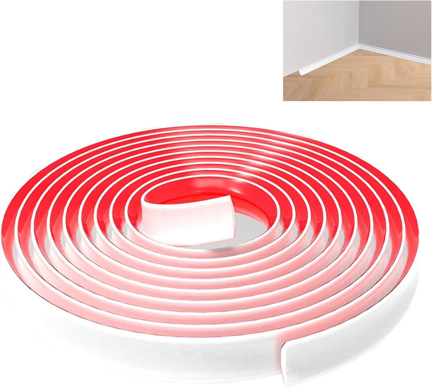 PVC Quadrant Trim, 10 FT Self Adhesive Plastic Wall Corner Edging Strip,Tpe Skirting Board Trim, Moulding Trim, Caulk Strip for Laminate Flooring, Wall, Ceiling, Cabinet (19Mm*13Mm, 3M)