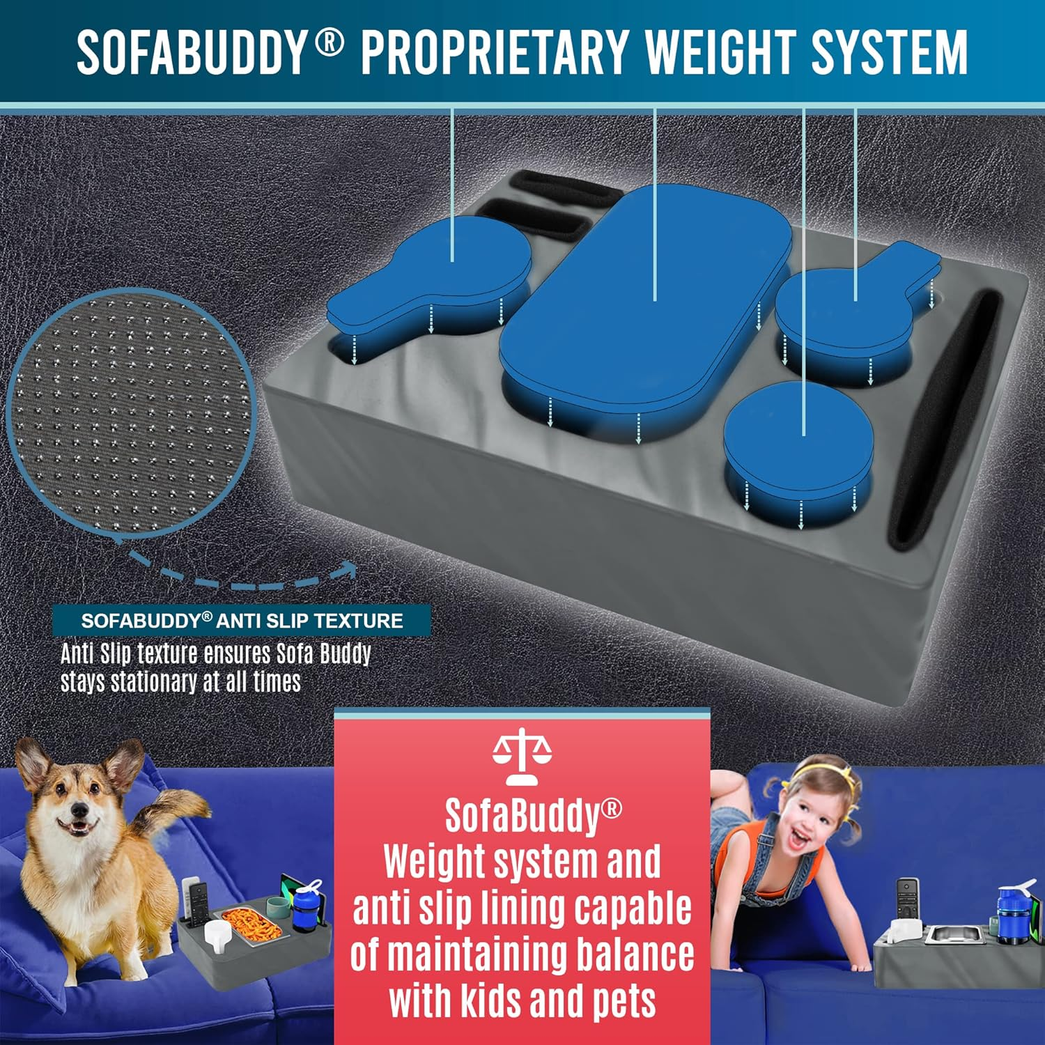 Sofa Buddy - Convenient Couch Cup Holder, Couch Caddy, Sofa Cup Holder. the Perfect Couch Accessory, GREY image number 5