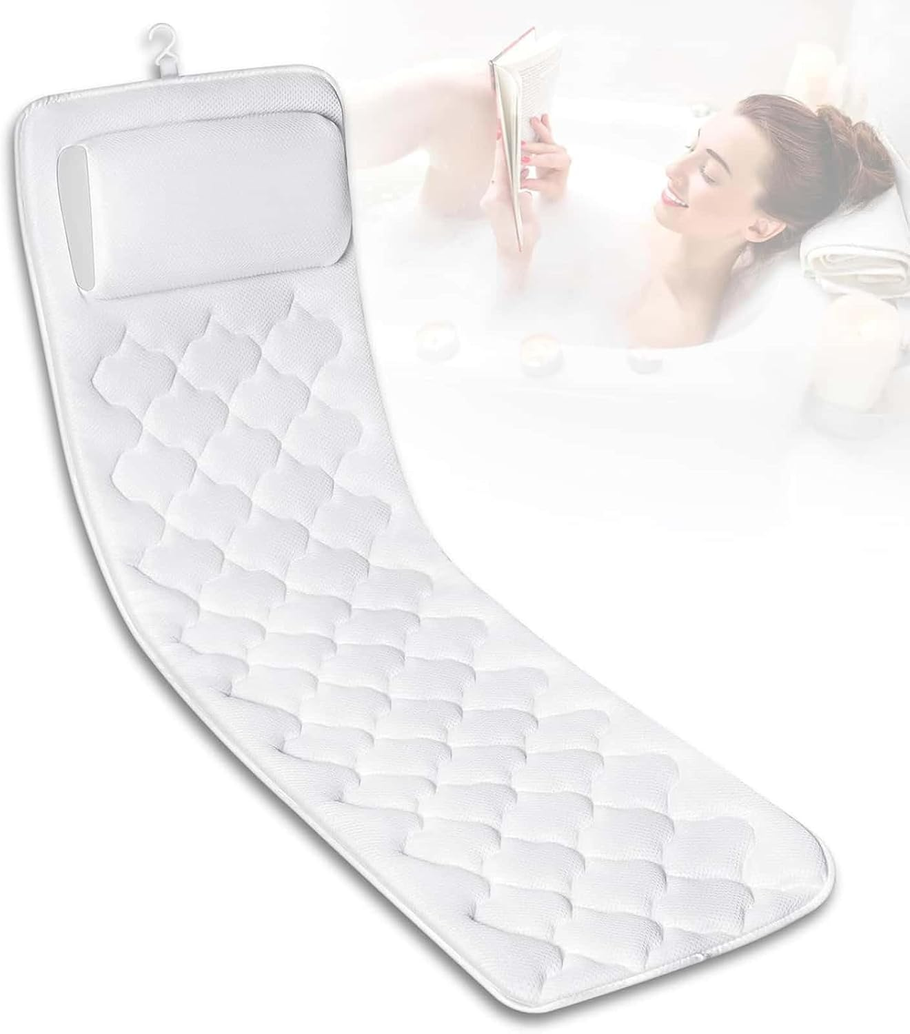 Full Body Bath Pillow with Laundry Bag, Waterproof Bath Pillows for Head and Neck and Back Bathtub Pillows Bath Neck Pillow Bath Cushion Luxury Bath Pillow Gifts Bath Accessories for Women image number 3