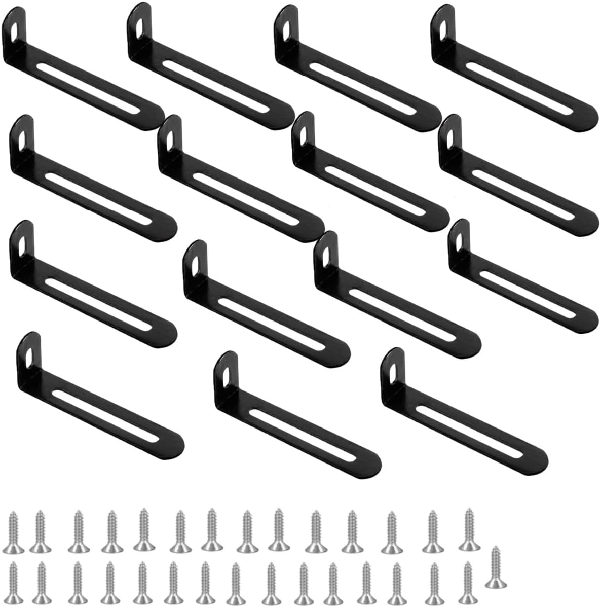 15Pcs Adjustable Right Angle Brackets Metal L Bracket, Heavy Duty 90 Degree Corner Fastener Brace Support,Corner Brace L Brackets(Black) image number 3