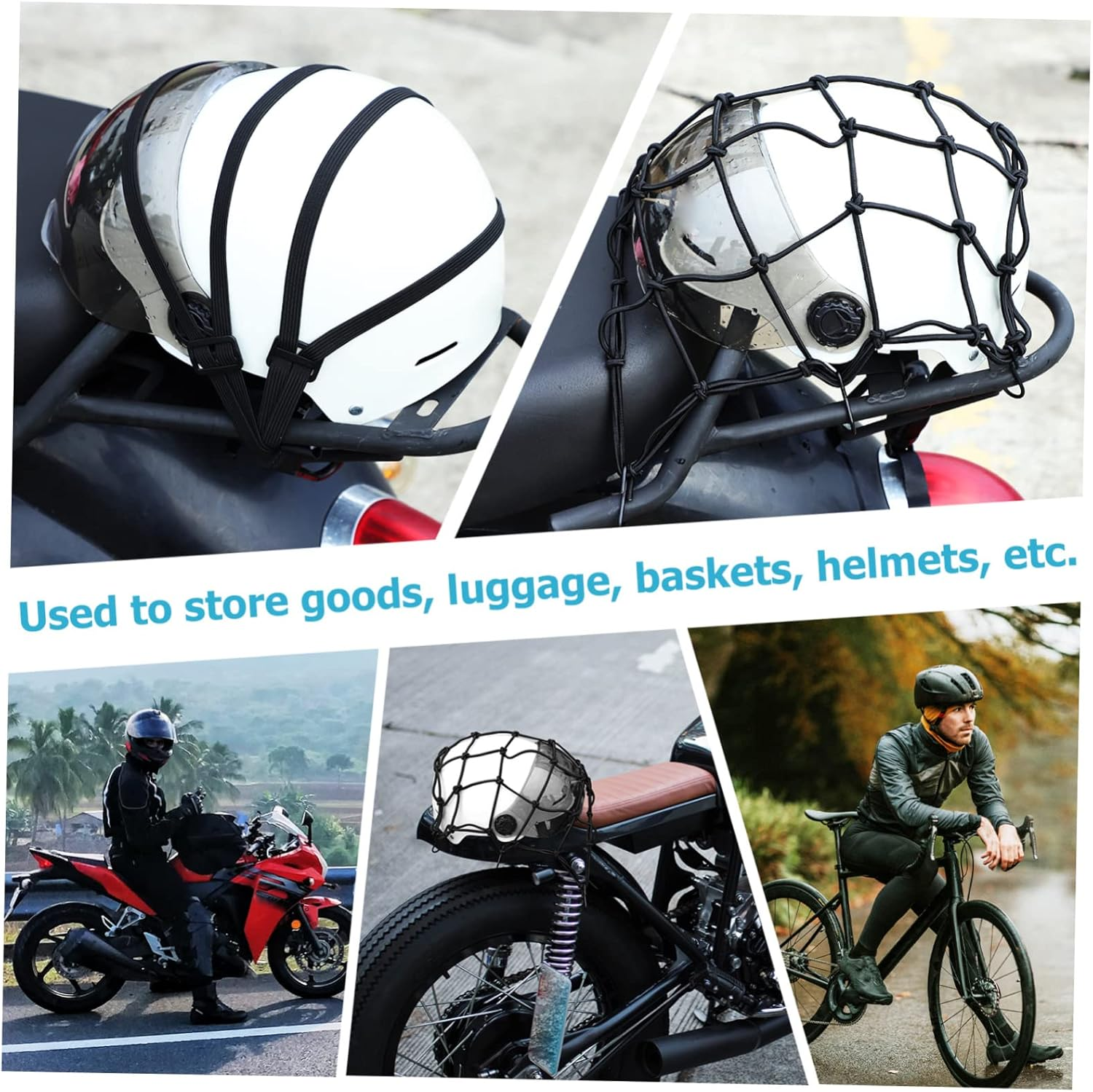 Heavy-Duty Elastic Bike Luggage Net for Motorcycle Cargo Net Bike Luggage Fixing Strap Bungee Straps for Secure Transport