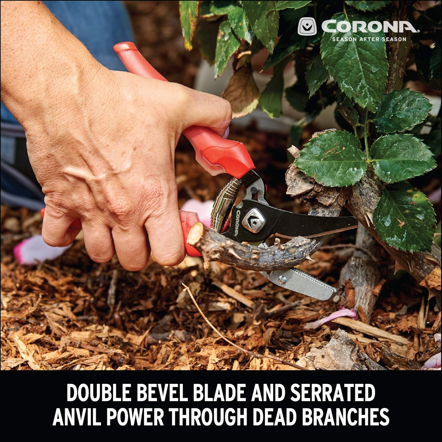 Corona AP 3334 Non-Stick Steel Comfortgel Anvil Hand Pruner - 3/4 Inch Cut Capacity Stem and Branch Garden Shears, Red image number 3