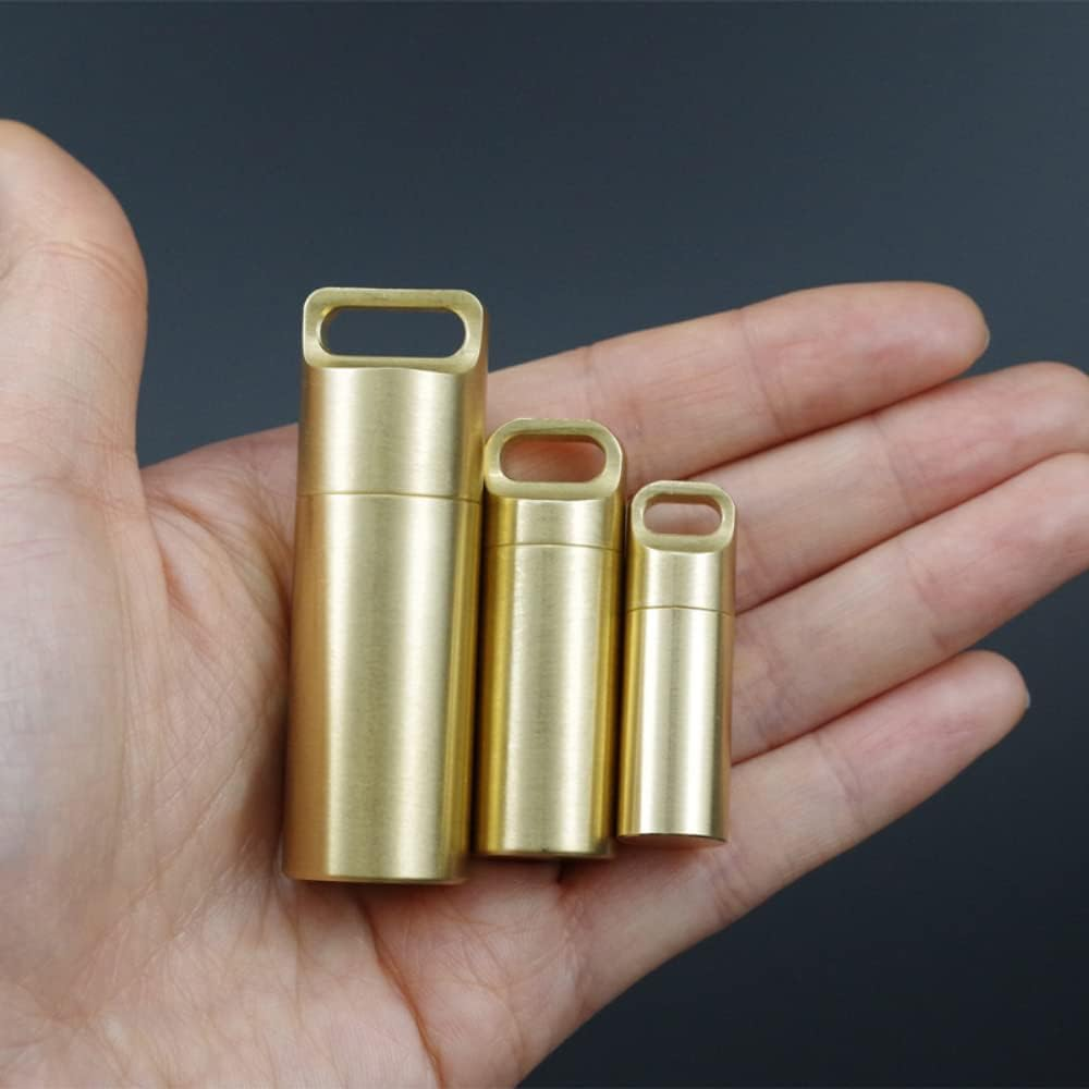 Brass Pill Box Waterproof Pill Box Small Medicine Bottle Medicine Box Outdoor Hiking Camping (L) image number 5