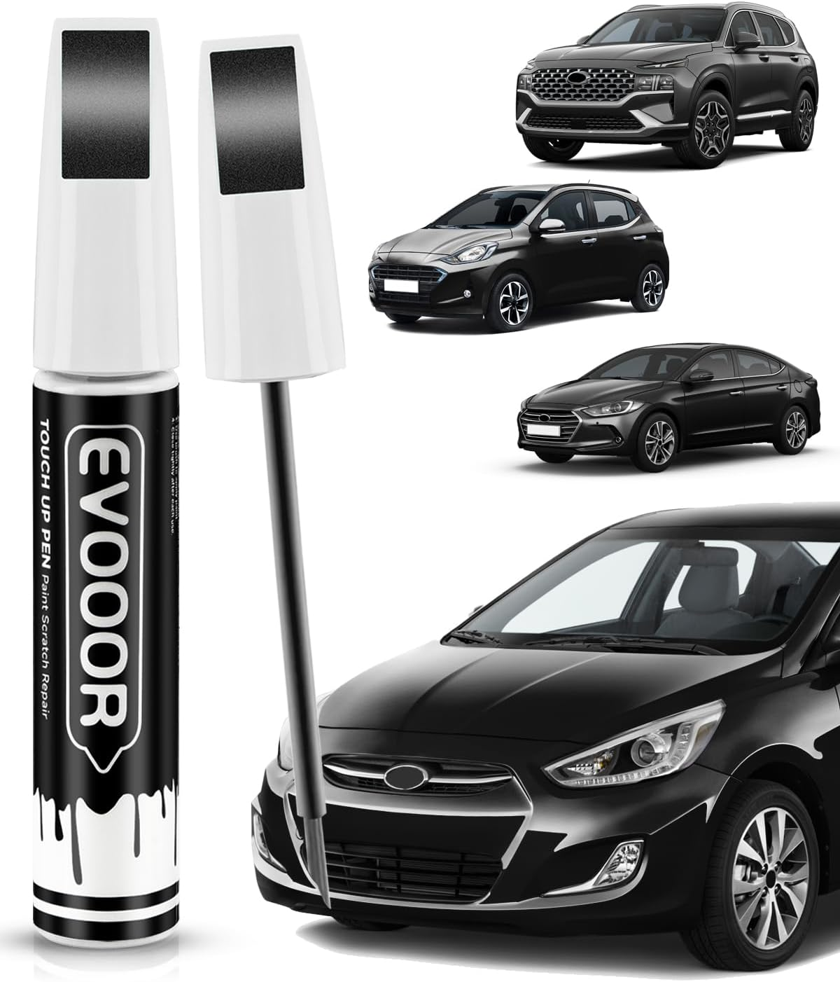 Touch up Paint Compatible with Hyundai Exact Match 2 in 1 Touch up Paint for Chips and Nicks Repair (Abyss/Onyx Black(A2B))