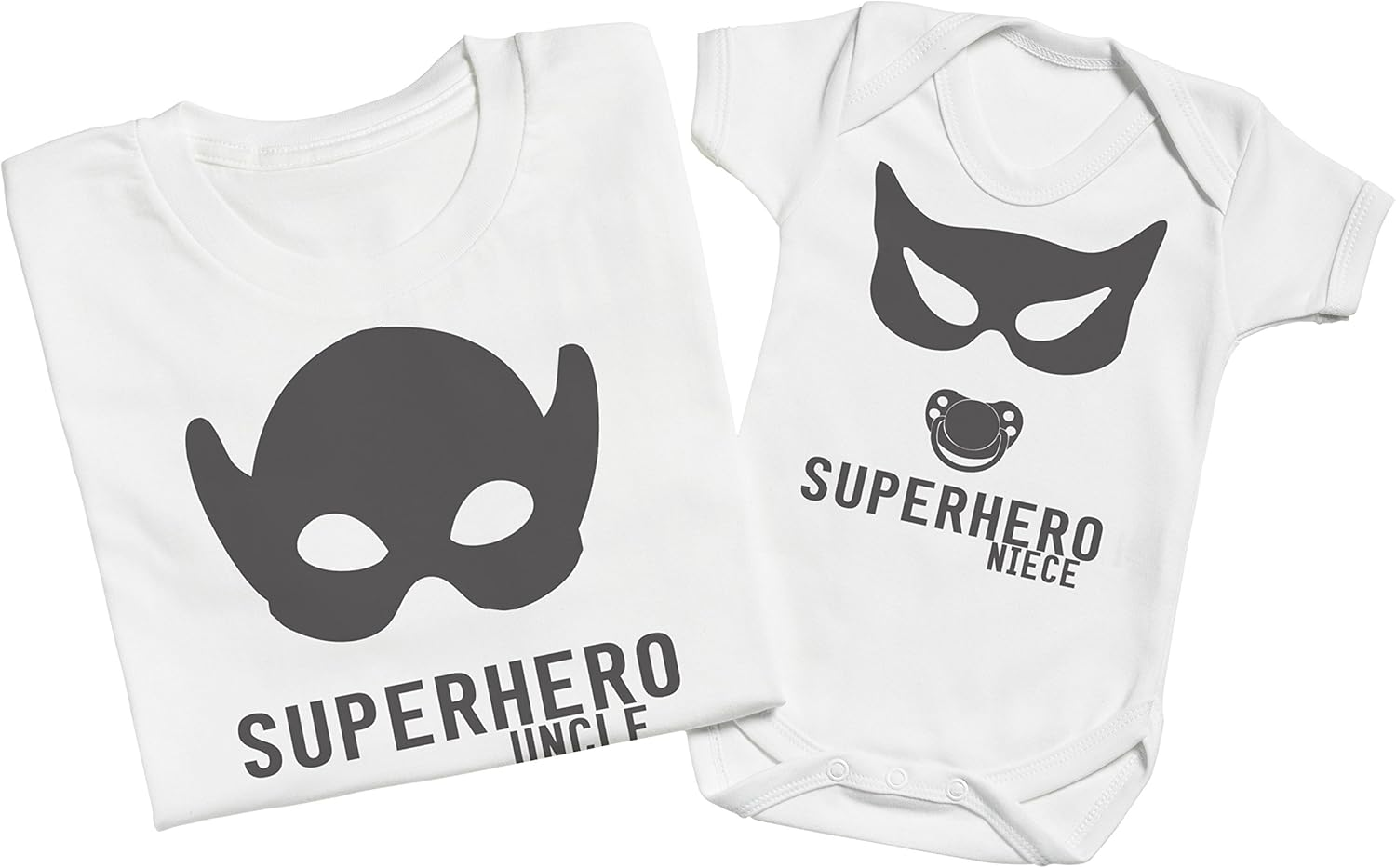 Zarlivia Clothing Superhero Niece - Matching Uncle Niece Gift Set - Mens T Shirt & Baby Bodysuit - Green - Small & 18-24 Months image number 5