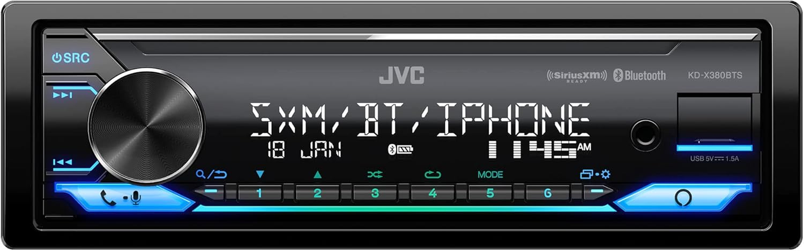 JVC KD-X380BTS Digital Media Car Receiver Featuring Bluetooth, USB, Siriusxm, Amazon Alexa image number 1