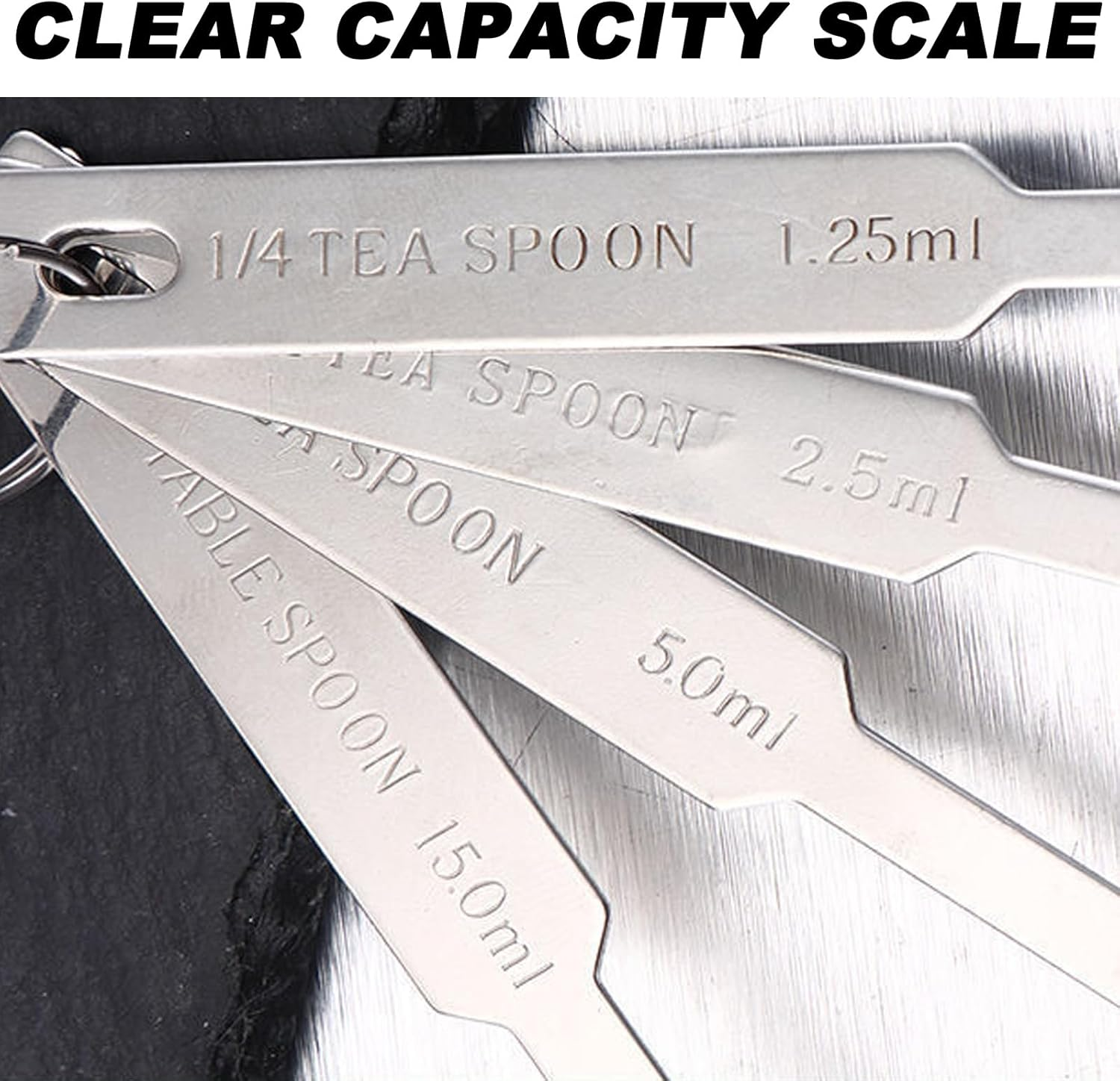 FOSDICK Set of 4 Measuring Spoons, Stainless Steel Coffee Spoons, Measuring Spoons with Scale, Coffee Measuring Spoons with 9 Cm Handle, Coffee Dosing Spoon, Coffee Solder Set for Coffee Beans, Coffee