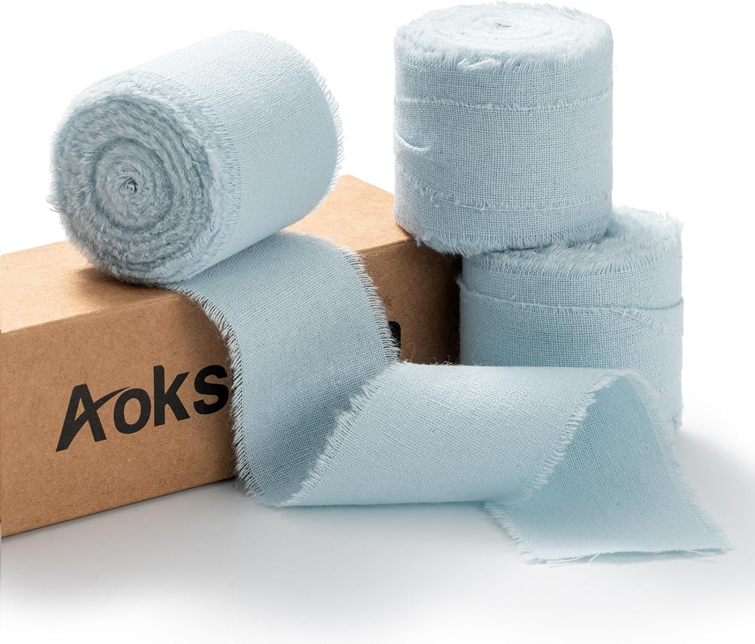 Blue Fringe Ribbon for Gift Wrapping Gift Ribbon Thick Fabric Ribbon Frayed Ribbon Cotton Gift Wrap Ribbon