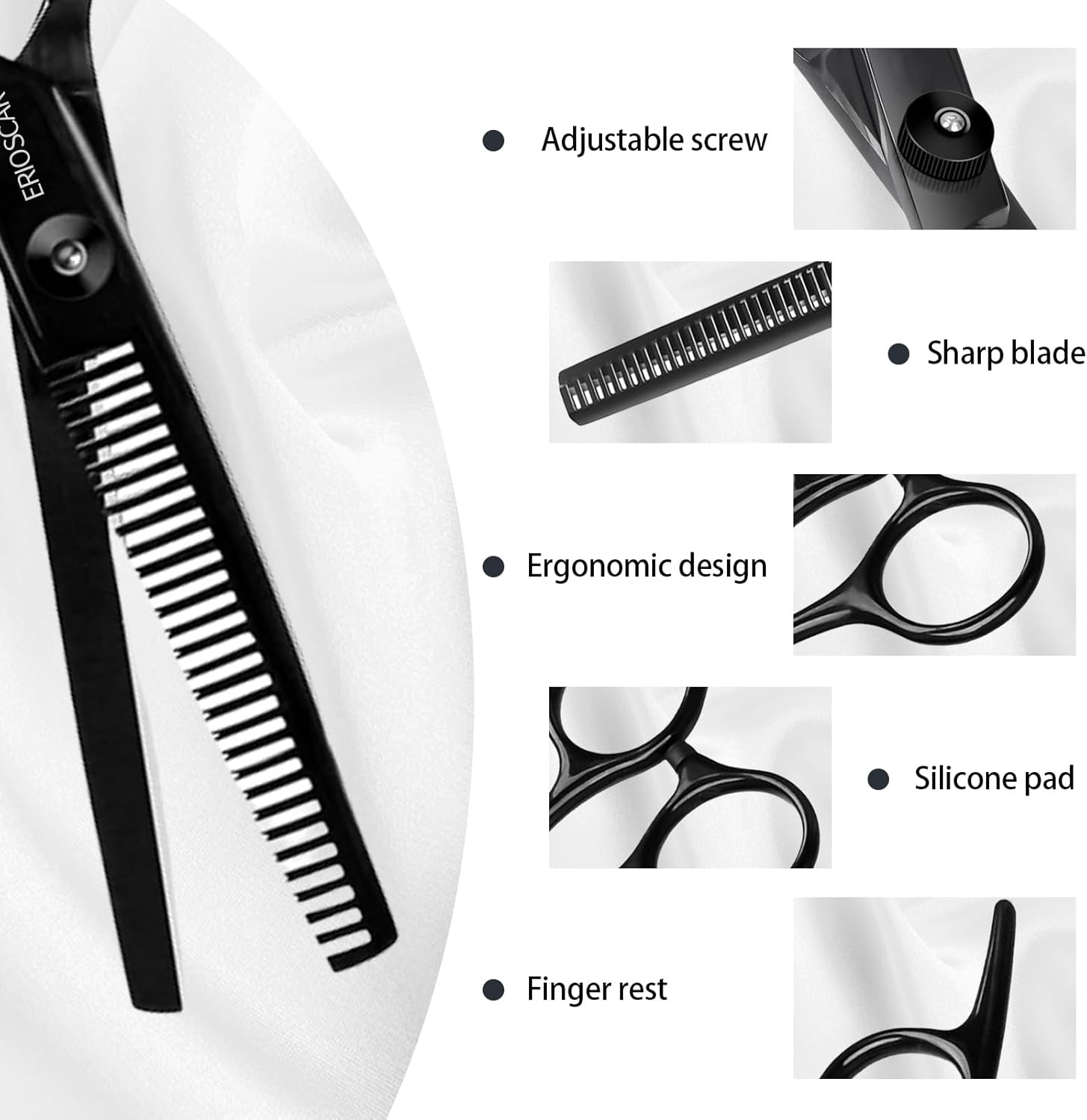 Professional Thinning Scissors for Dog, Pet Texturizing Scissors, Grooming Tooth Scissors for Dogs Cats Pets, Black Titanium Stainless Steel Scissors with Adjustable Ccrew - 28 Teeth - Tooth Scissors image number 6