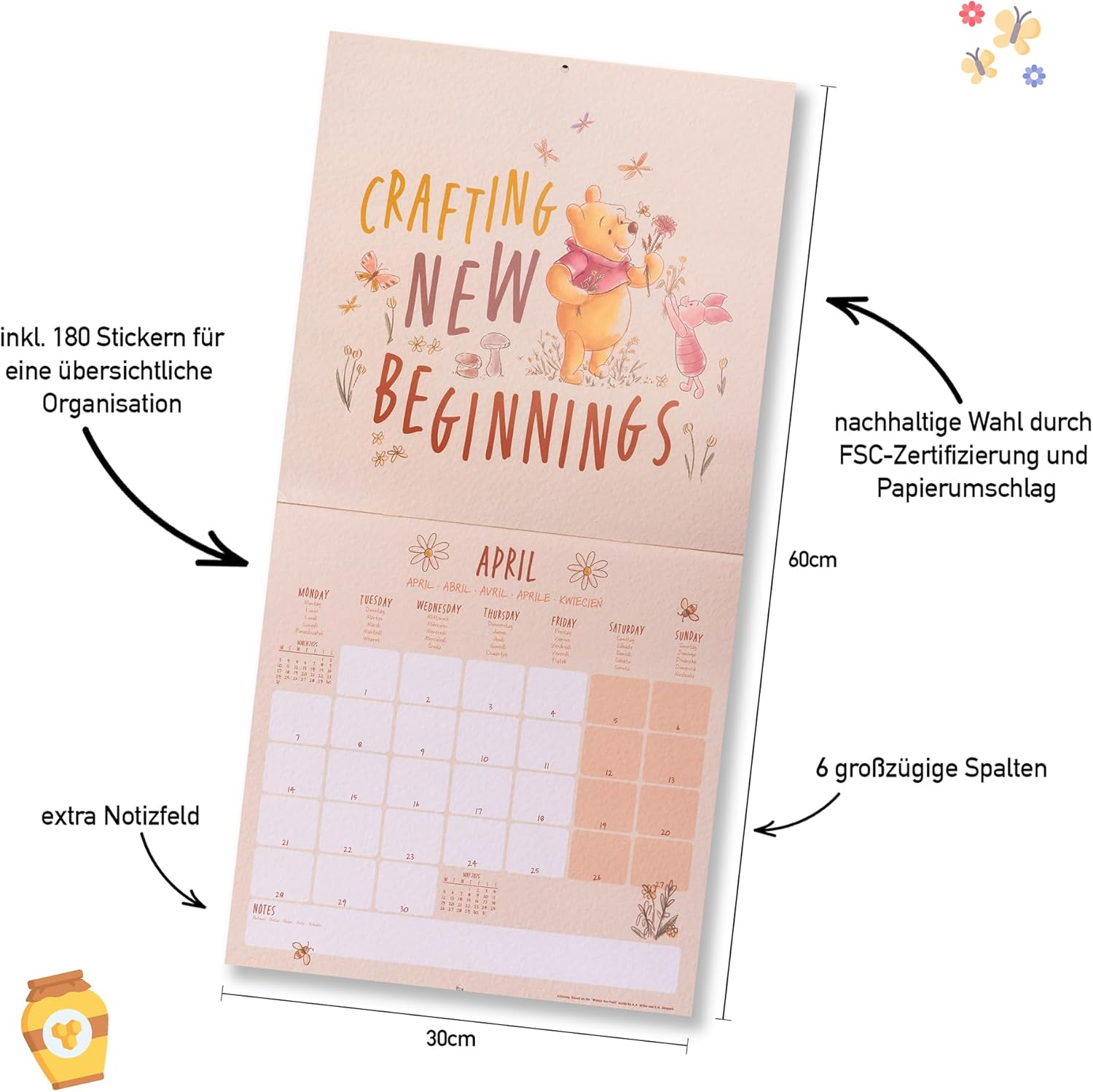 Calendario 30X30 Cm Winnie the Pooh 2025 Pyramid image number 5