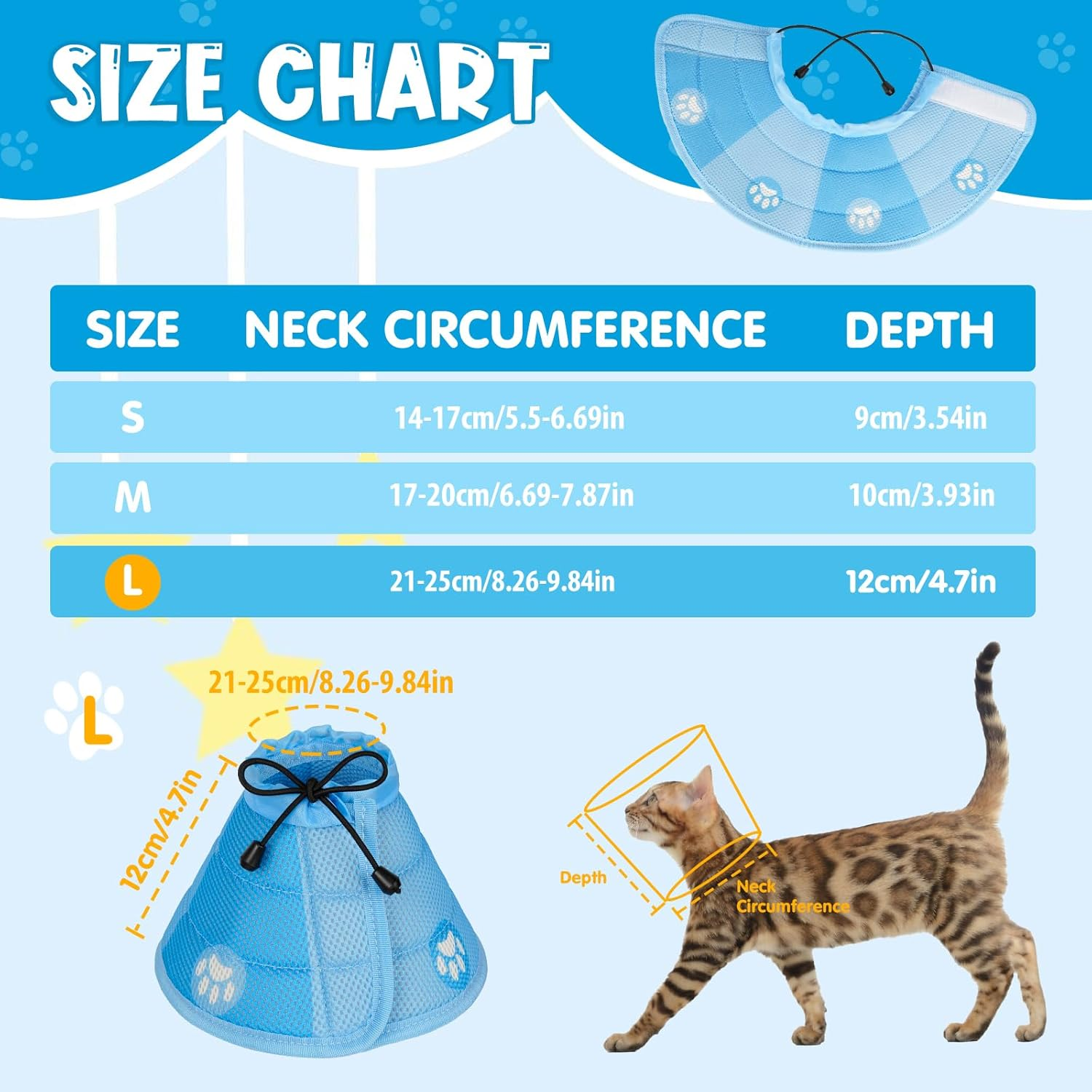 Cat Collar, Foldable Soft Protective Collar, Elisabethan Collar, Recovery Collar, Soft Collar Cone after Surgery and Injuries for Puppies, Small Dogs and Cats (S)