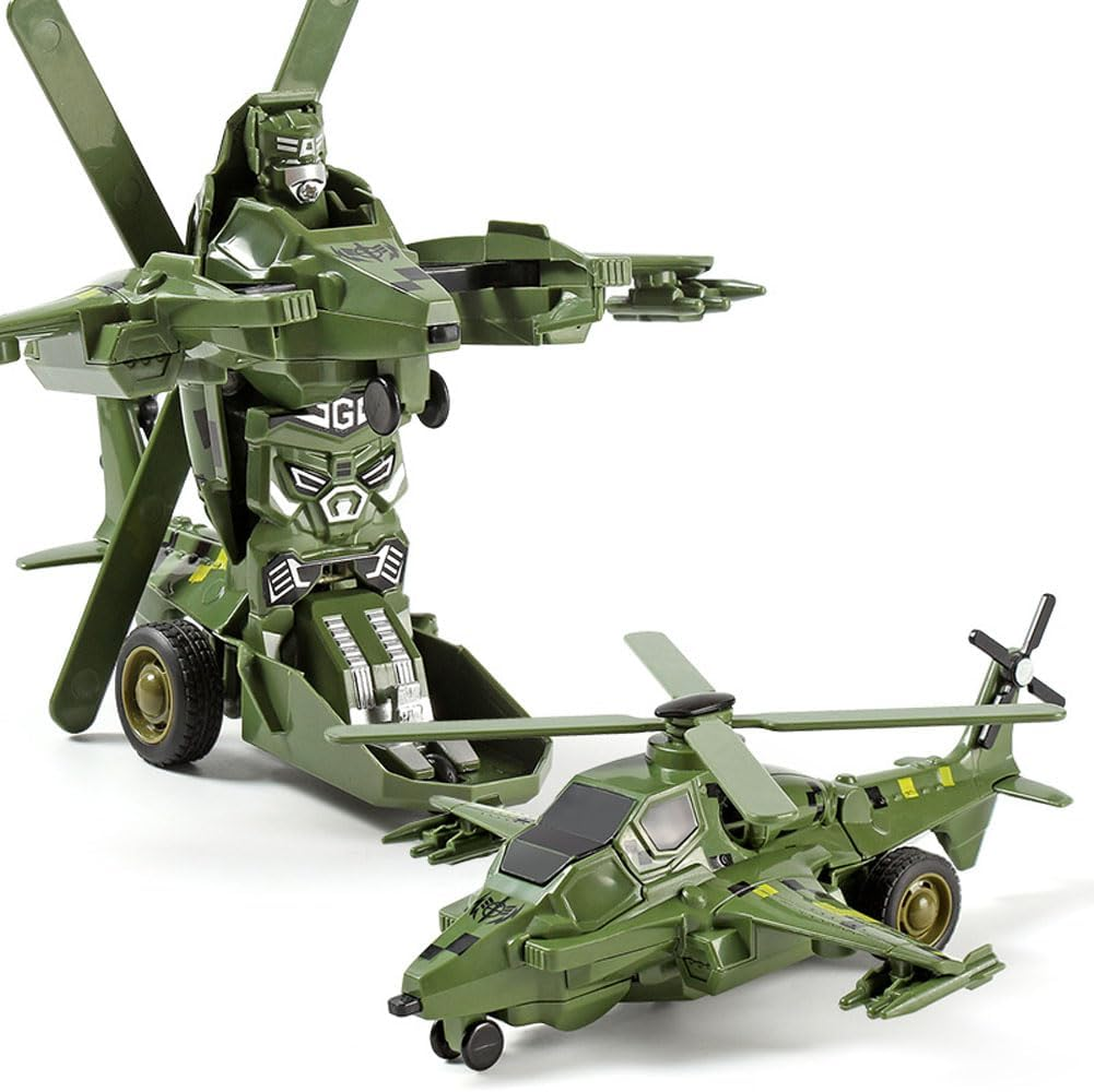 YOBOKO Transforming Airplane Toy Aircraft Robot Toy Kids Simple Airplane Model Toys Boys Funny Play Vehicles Gifts for Toddler Kids 3-8 Years (Green)