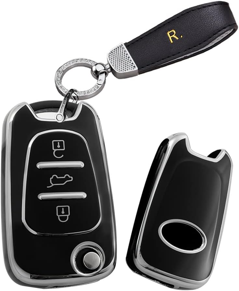 HIBEYO Key Fob Cover Compatible with Hyundai Verna Elantra Sportage Carens Forte Avante K2 K5 SONATA8 Ix35 I30 Accessories