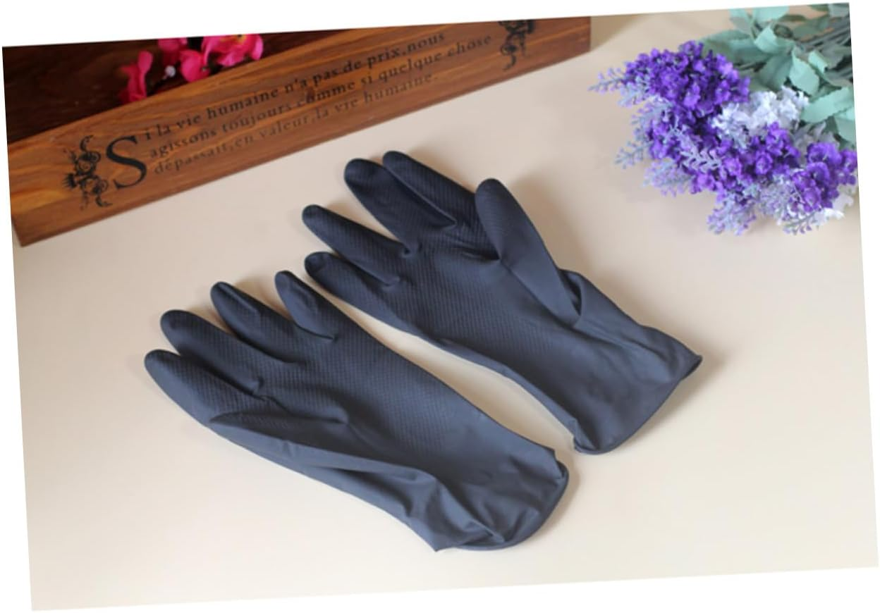 Garneck 10Pcs Laboratory Gloves for Hair Salon and Laboratory Use Black Reusable Latex Material Included for Hair Dye Application and Lab Tasks