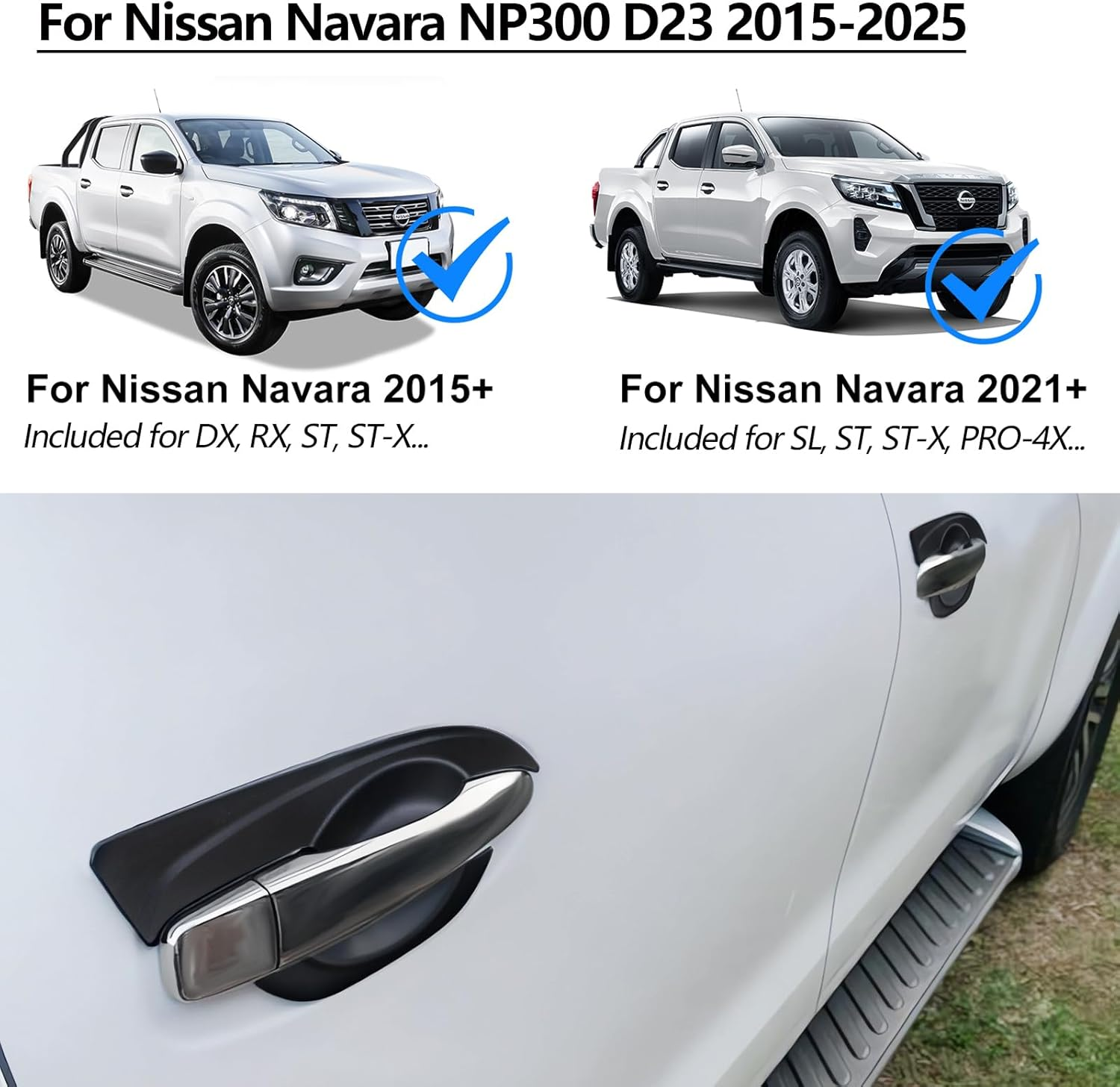 Door Handle Bowl Insert Cover for Nissan Navara NP300 D23 Accessories 2015-2025, Car Door Handle Scratch Protector Guard Cup Trim Exterior Accessories, Matte Black 4PCS image number 2