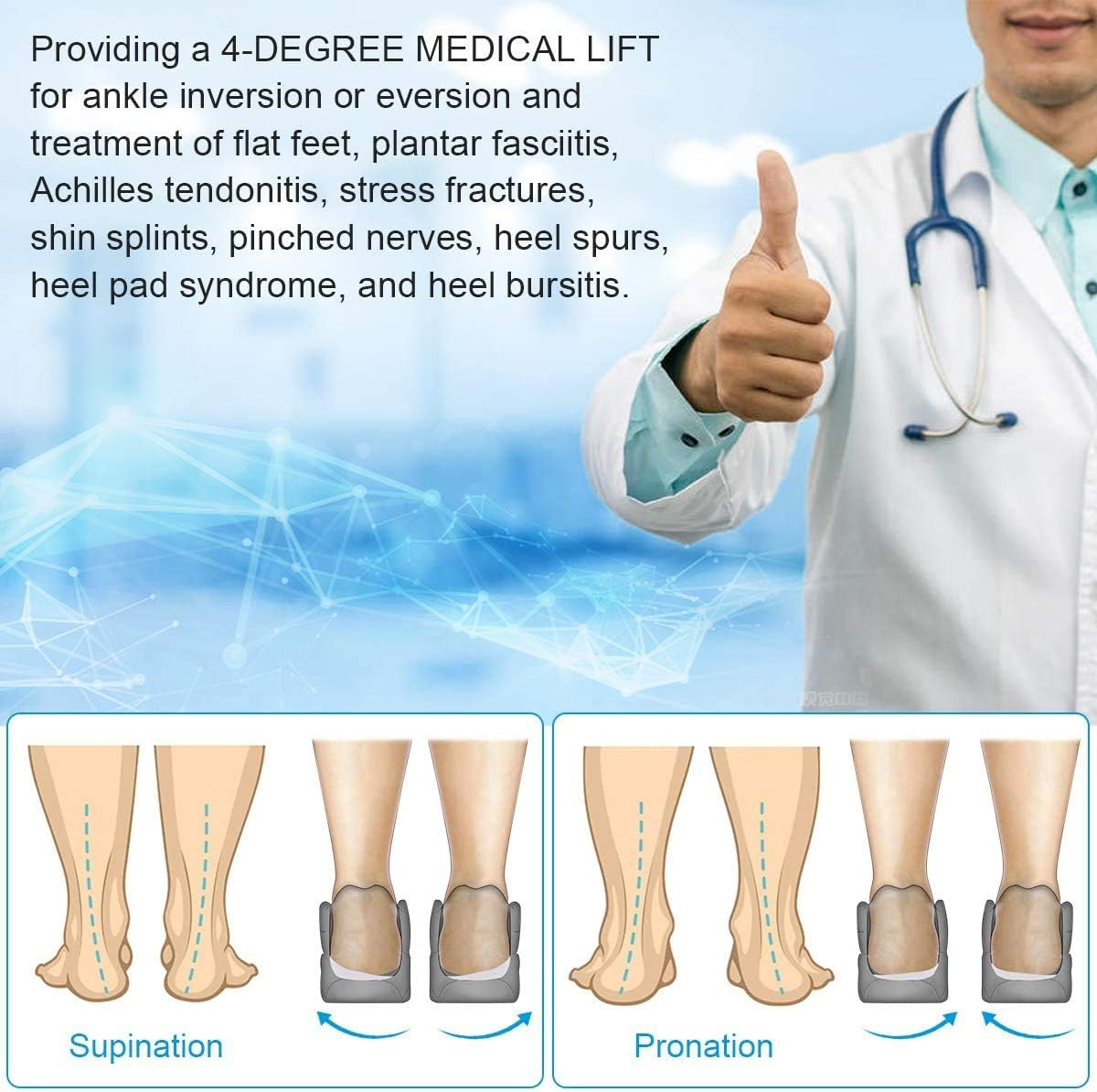 Medial & Lateral Heel Wedge Silicone Insoles - Supination & Pronation Corrective Adhesive Shoe Inserts Foot Alignment, Knock Knee Pain, Bow Legs, O/X Type Leg, Oste, Oarthritis (4 Pairs), 4 Pairs image number 6