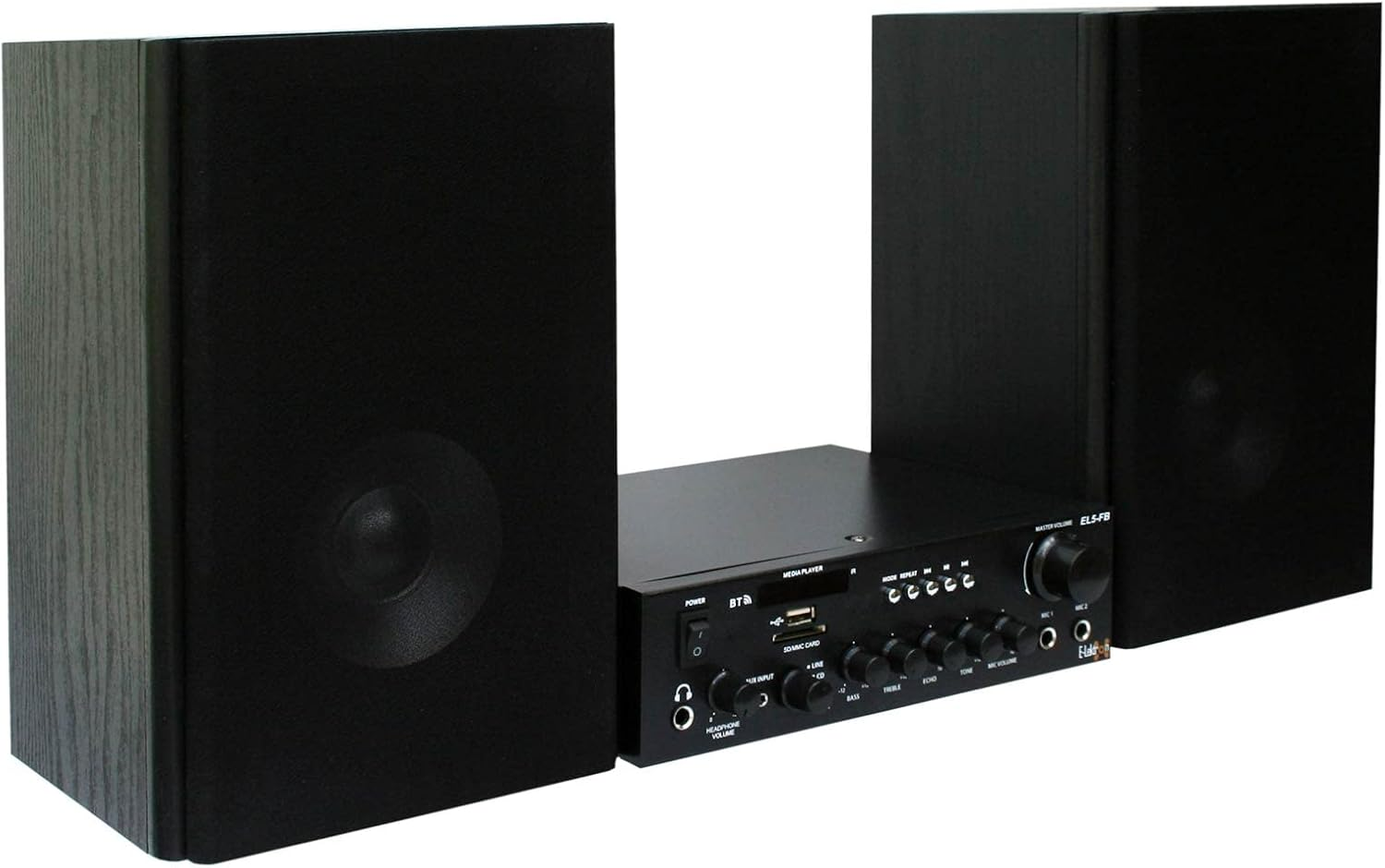 E-Lektron EL103401 EL-FB Hifi Digital Class D Amplifier Bluetooth FM with 2-Way 5.5 Inch Home Stereo Wooden Studio Monitor Speaker 200W image number 1