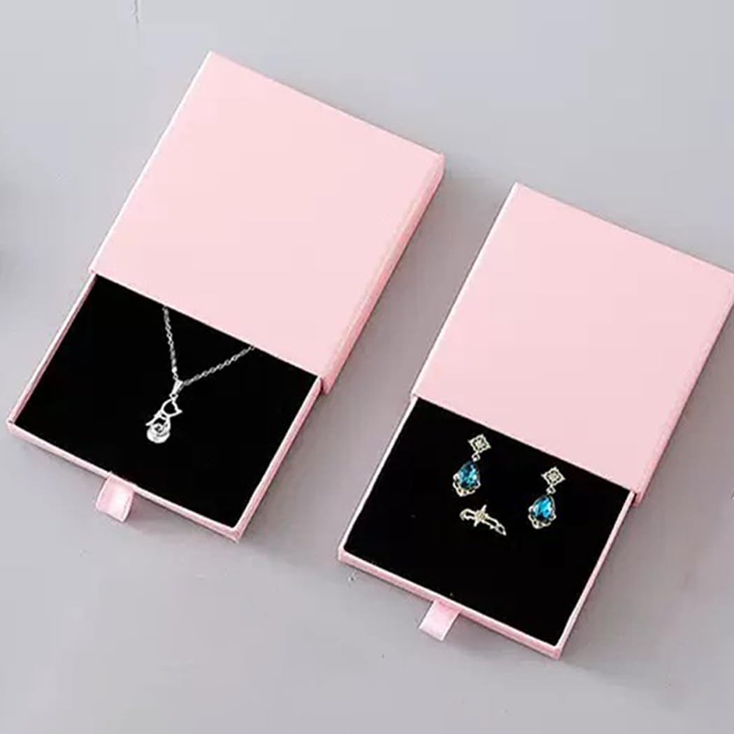 2Pcs Jewelry Gift Box,Bracelet Gift Boxes, Ring Necklace Earring Kraft Organizer Box,Square Small Gift Box for Valentine'S Day Christmas Birthday Jewellery Gift (Pink+Blue) - Pink+Blue image number 5