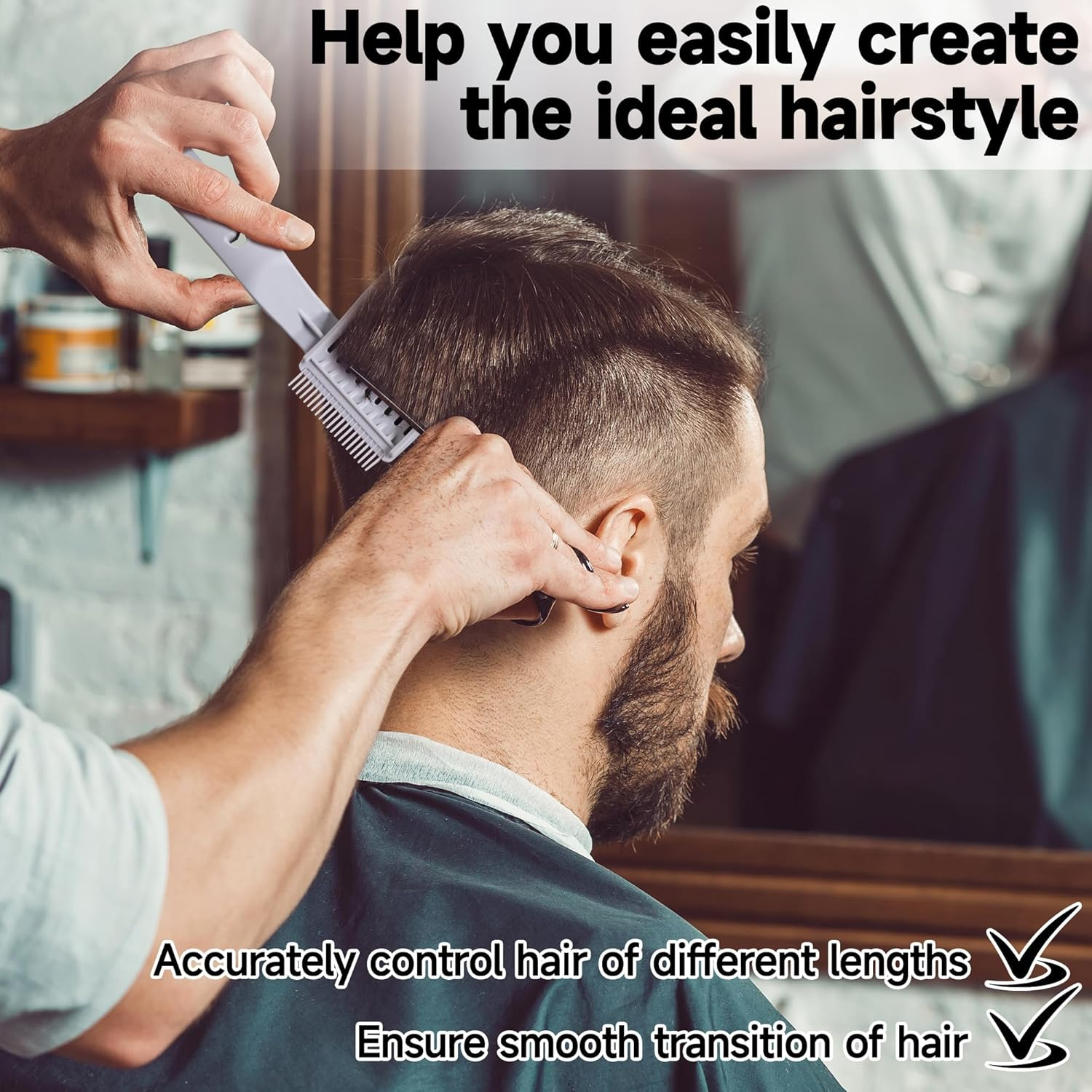 2Pack Blend Friend Fade Comb - Professional Barber Fading Comb for Men, Versatile Haircut Tool with Blend Frend Design, Ideal for Fade Styling at Home, Salon or Professional Use (Gray) image number 2