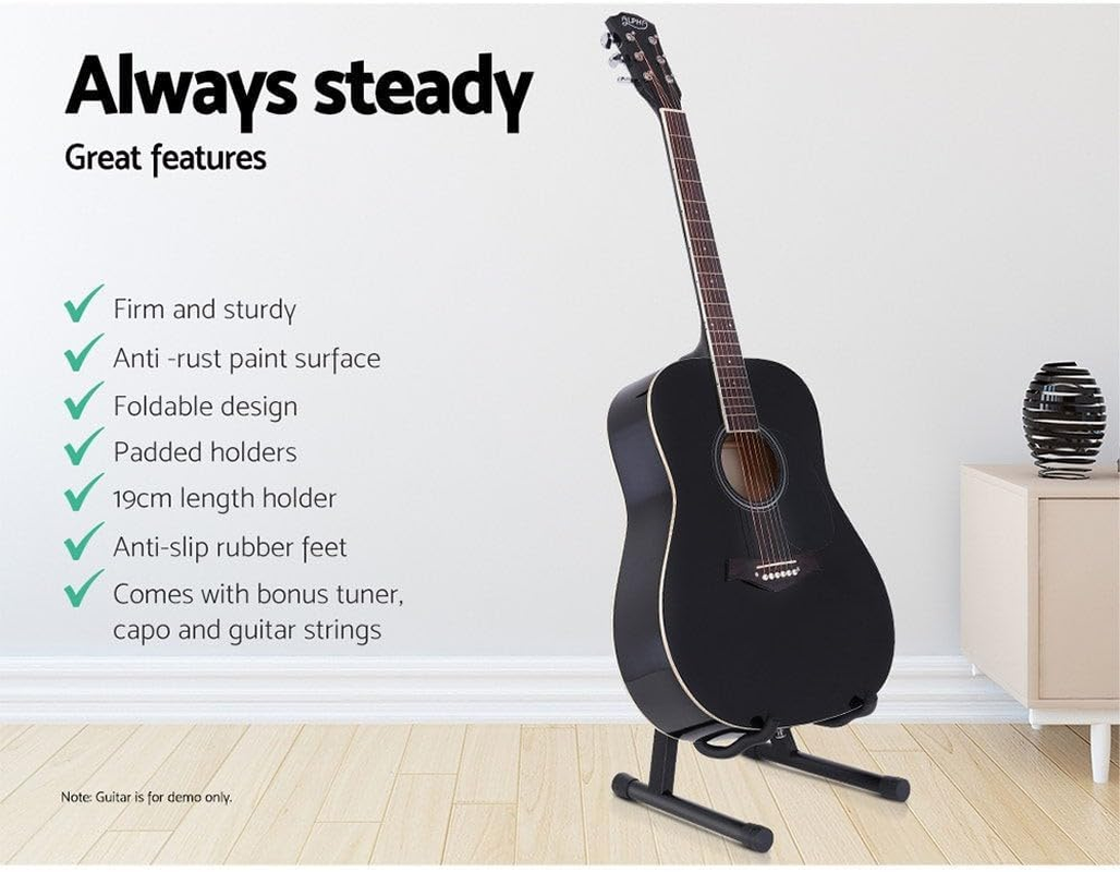 Alpha Folding Acoustic Guitar Stand with Capo, Black image number 2