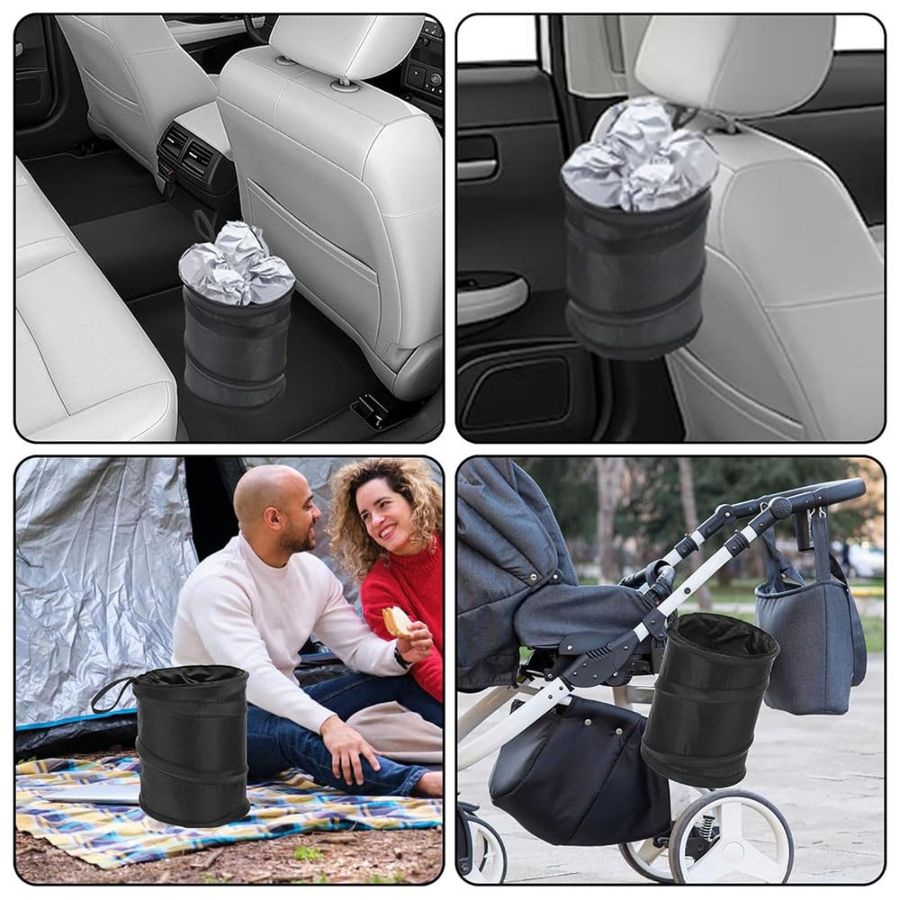 2 Pcs Car Trash Can, Portable Garbage Bin for Car, Collapsible Waterproof Waste Basket, Leak Proof Rubbish Bin for Travel, Office, Camping, Vehicle Trash Can One Large and One Small Size image number 3