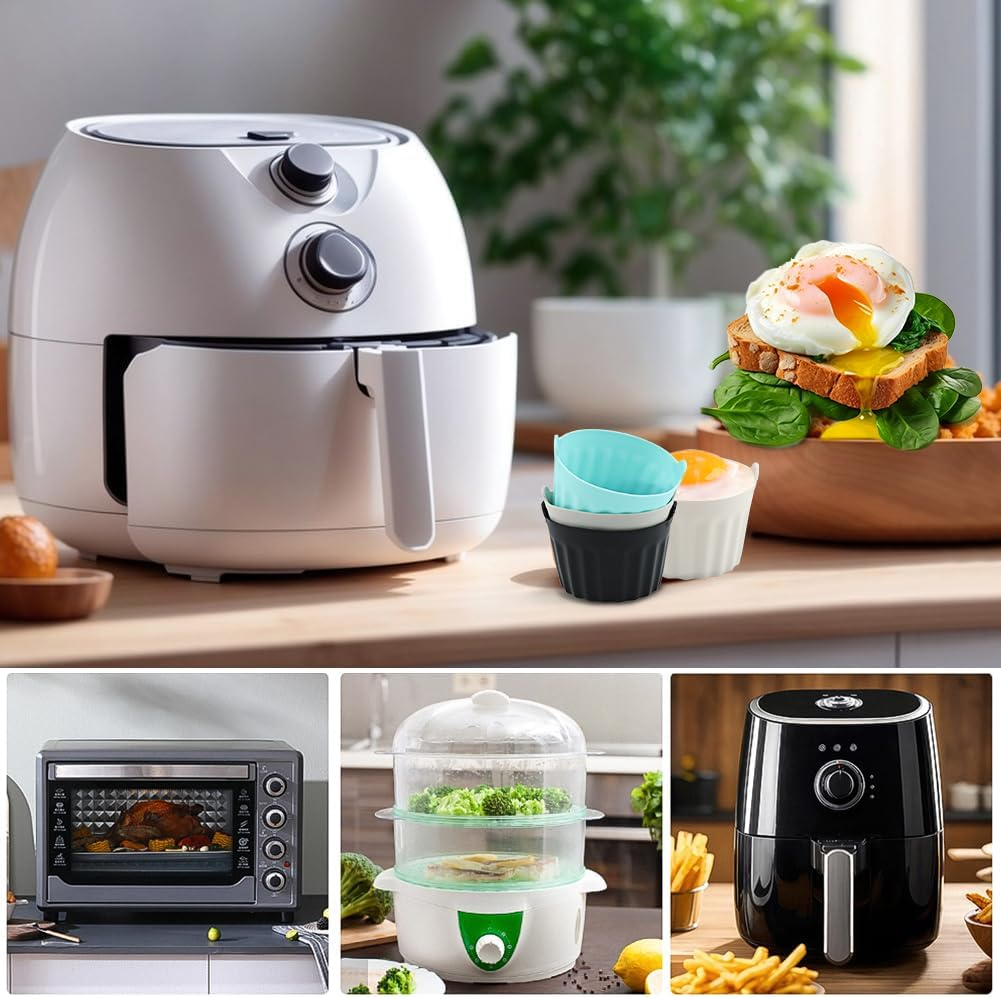 6Pcs Bakecake Ramekins for Air Fryer,Soft Silicone Egg Mould with Handle,Non Stick Cake Cups for Baking,Muffin Cases image number 2