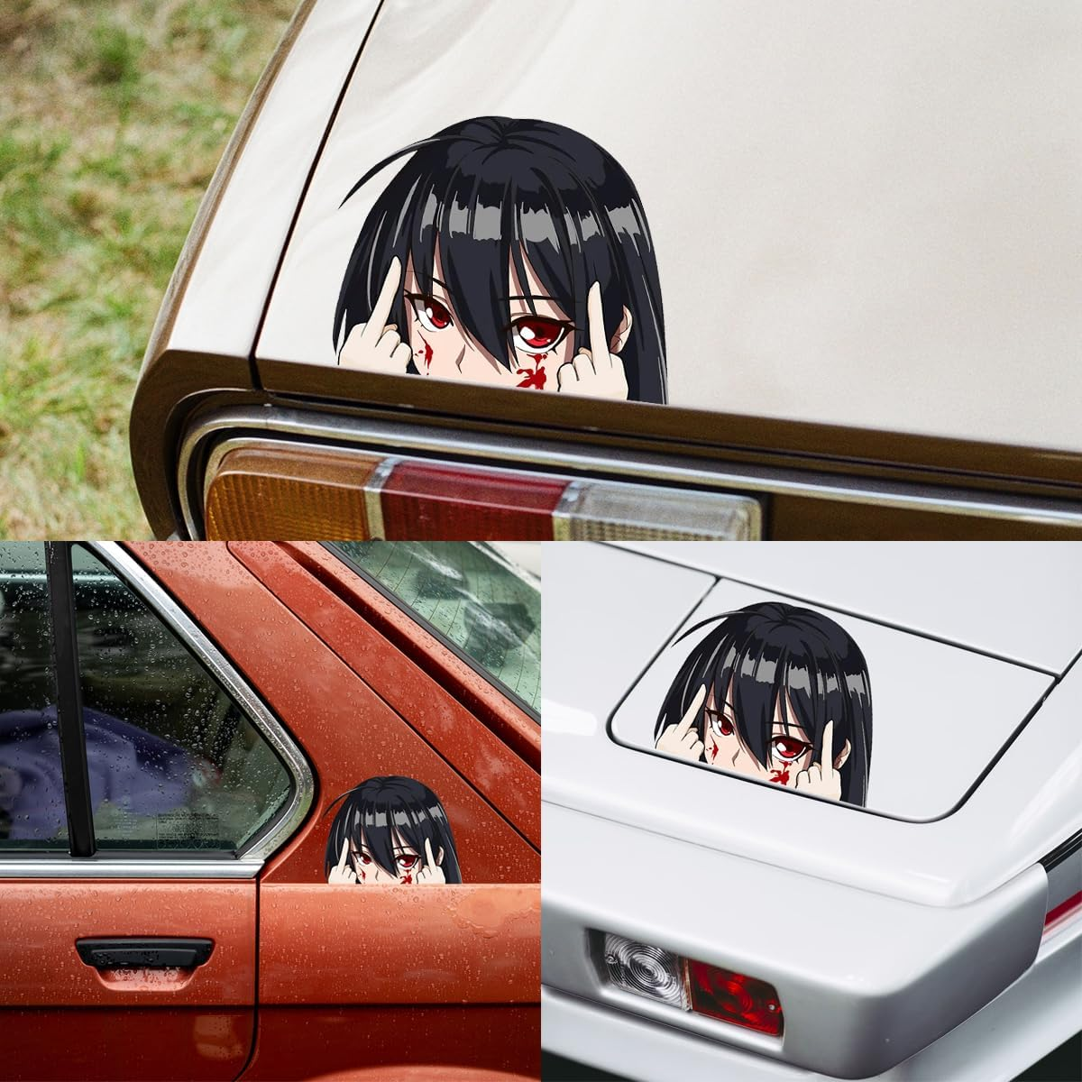 YUNEX 5.1 Inch Anime Akame Car Decals Peeking Creative Vinyl Stickers for Bumper Window Laptop Motorcycle Luggage Waterproof image number 2
