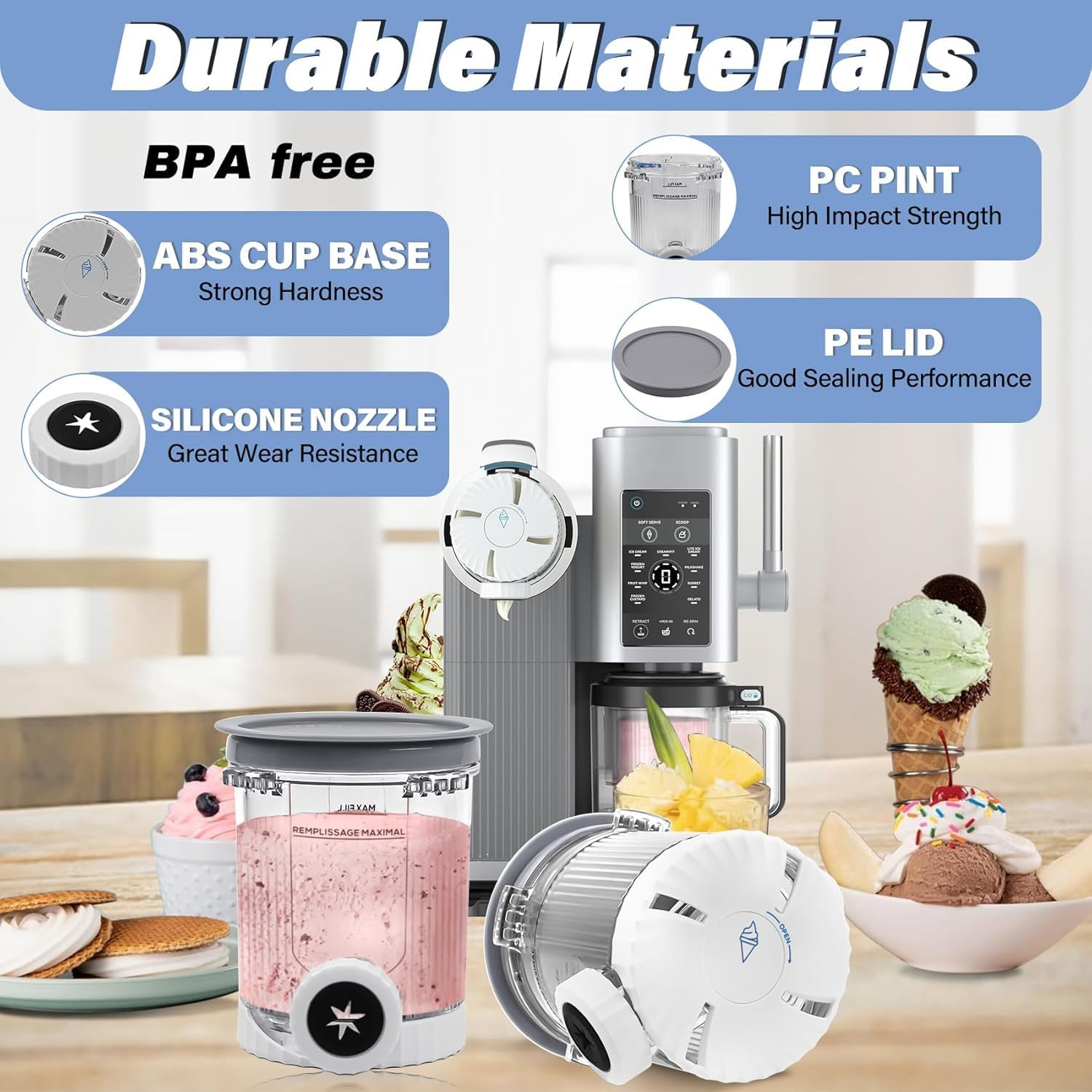 2 Pack Pint Containers Replacement for Ninja Swirl Ice Cream & Soft Serve Makers, 16Oz Creami Swirl Pints and Lids Compatible with NC700 NC701 Series, Bpa-Free & Dishwasher Safe image number 1