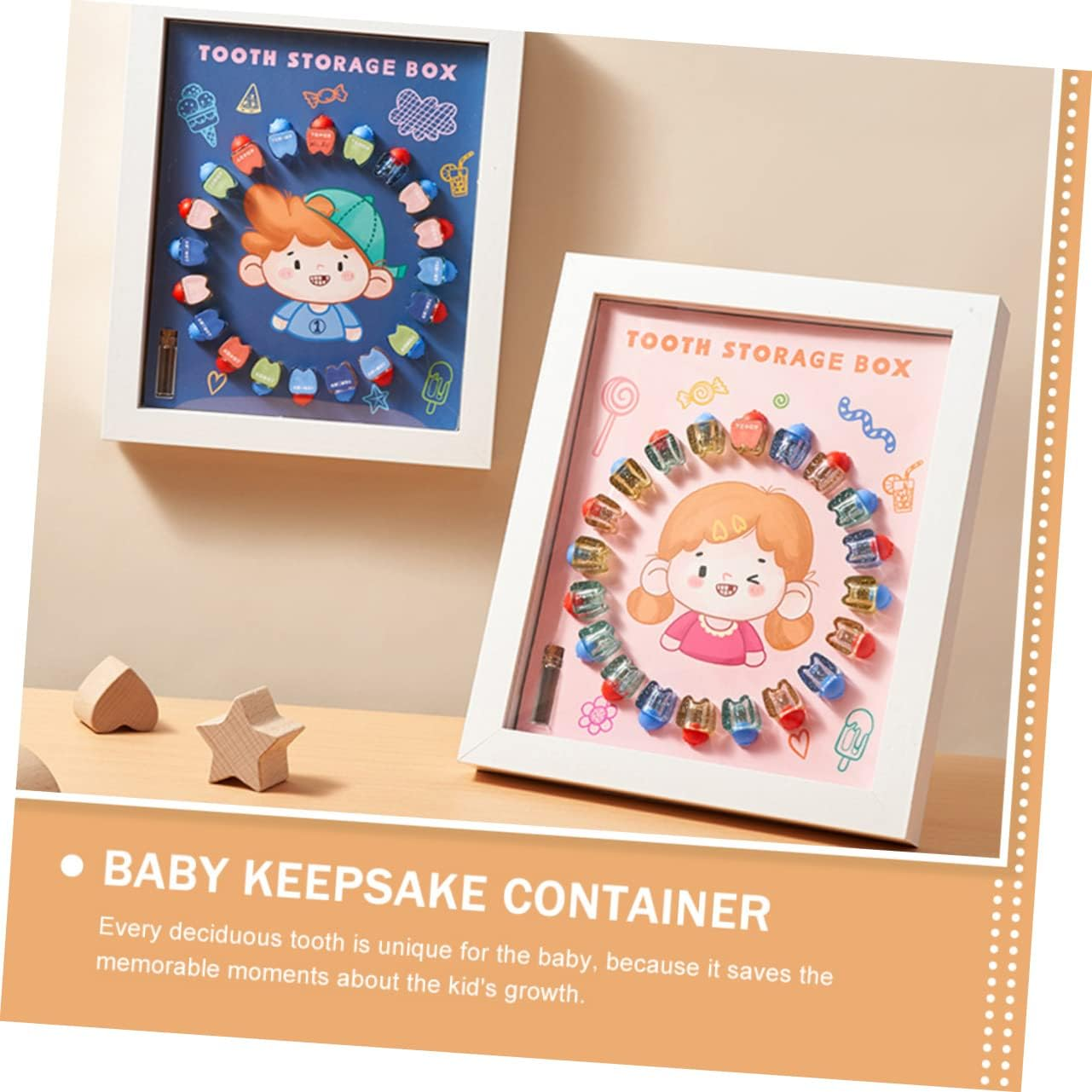 Baby Tooth Keepsake Box Tooth Saver Case for Kids Photo Frame White Frame Suitable for Boys and Girls Memory Collection Container