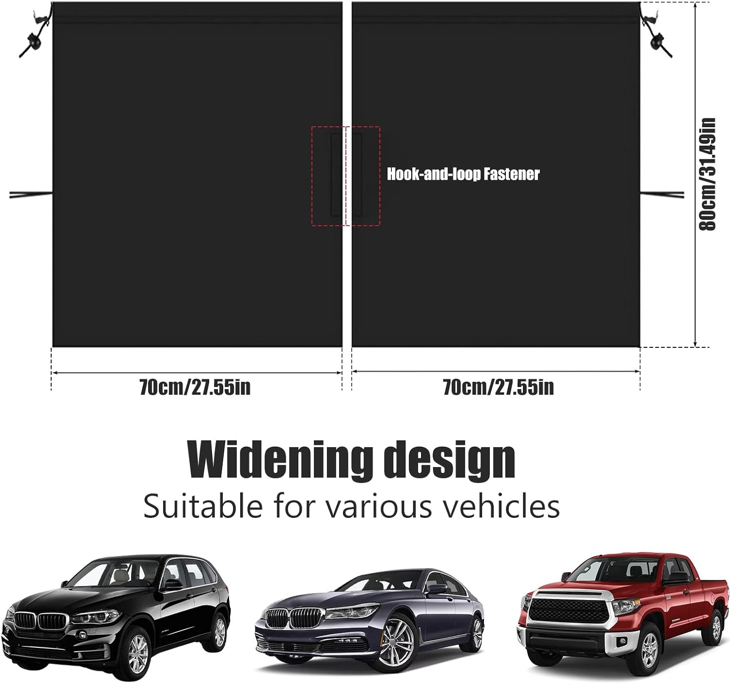 Car Privacy Curtains, Universal Car Window Shades Light Blocking Sunshades, Auto Blackout Curtains Baby Shades Wide Sedan SUV Sunshade Screen Covers for Travel Camping Nap Sleeping image number 6