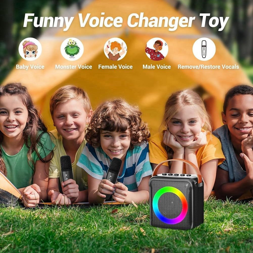 Multifunctional Bluetooth Audio Portable Microphone Colorful Led Atmosphere Lamp Home Karaoke Speaker 1 Microphones image number 5