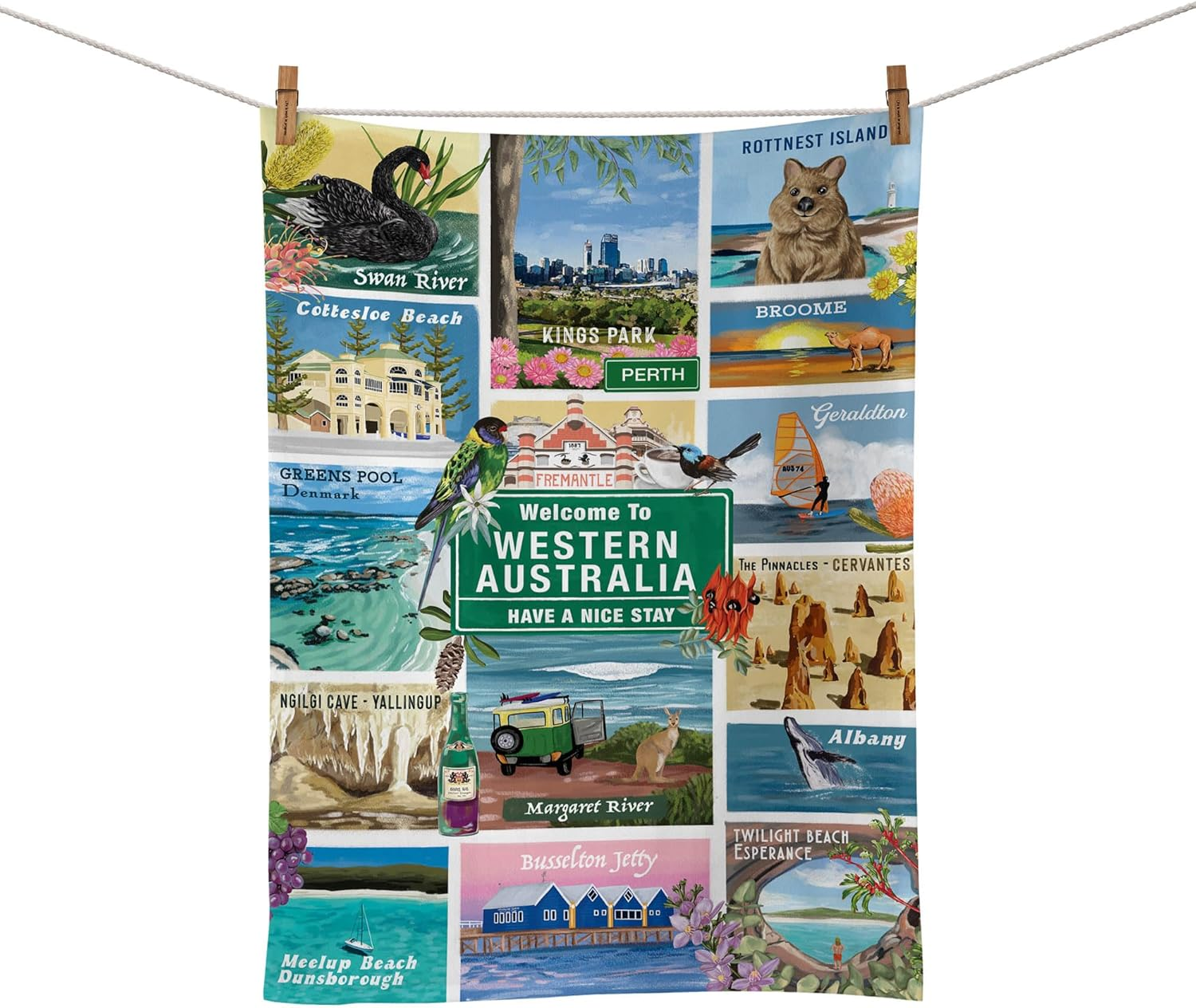 Travel Tea Towel, 55% Linen 45% Cotton, 440 X 640 Mm (Majestic Coast) image number 1