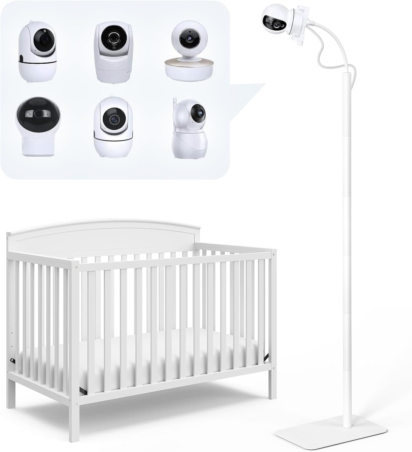 Honey Paws Baby Monitor Floor Stand Holder Compatible All Cameras with 1/4 Screw Height Adjustable & Universal Mount Secure, More Safety Clamp Flexible Most Baby Camera Keep Baby Away from Touching image number 2