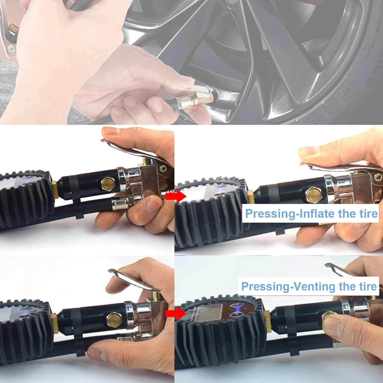 KOZTOL Digital Tire Pressure Gauge with Pressure Gauge, 200 PSI Heavy Duty Air Chuck and Compressor Accessories with Rubber Hose and Quick Connect Coupler, Portable Air Compressor