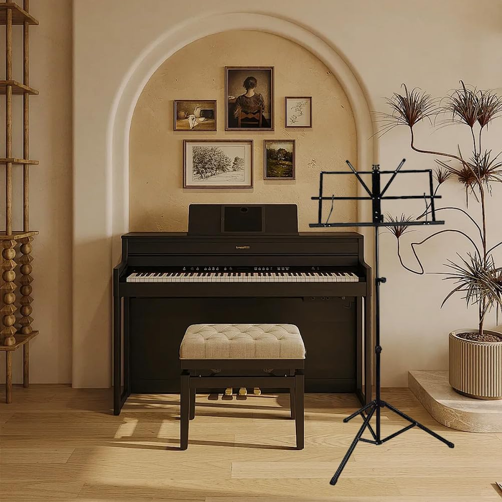 Foldable Music Stand, Portable Lifting and Folding Music Stand with Carrying Bag, Small Music Stand, Folding Sheet Music Stand and Desktop Book Stand, Perfect for Musicians, Students, Performers image number 1