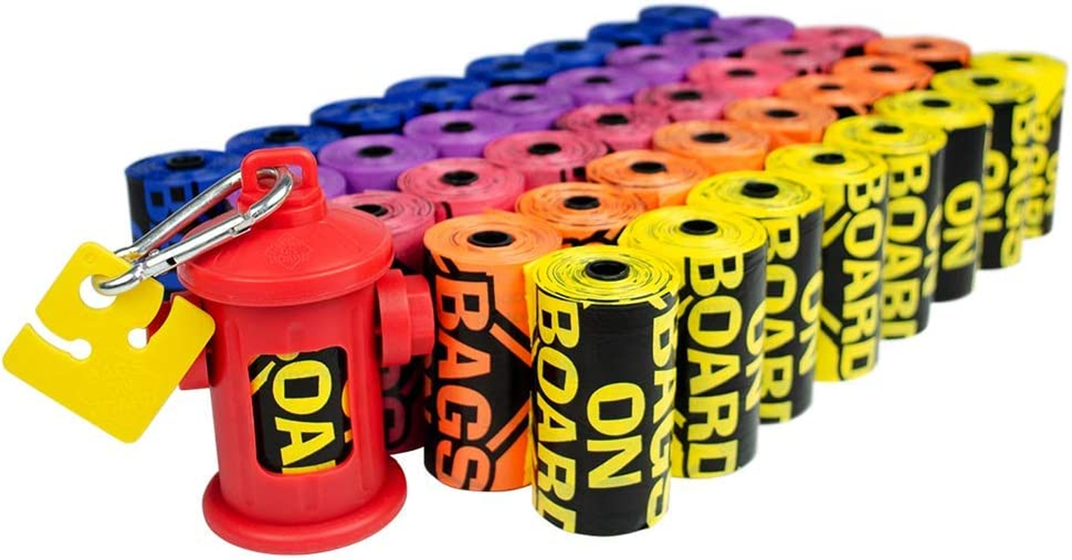 Bags on Board Dog Poop Bags | Strong, Leak Proof Dog Waste Bags | 9 X14 Inches, 600 Assorted Color Bags, Rainbow, 3203940072