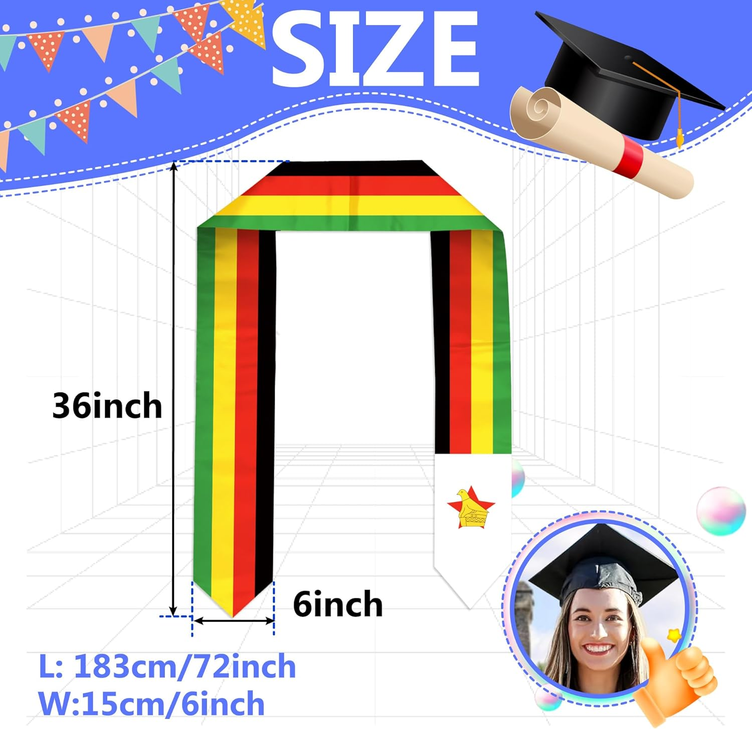 Flag Graduation Stole Sash, Bangladesh Flag Graduation Shawl Sash Stole Wraps Scarf image number 6