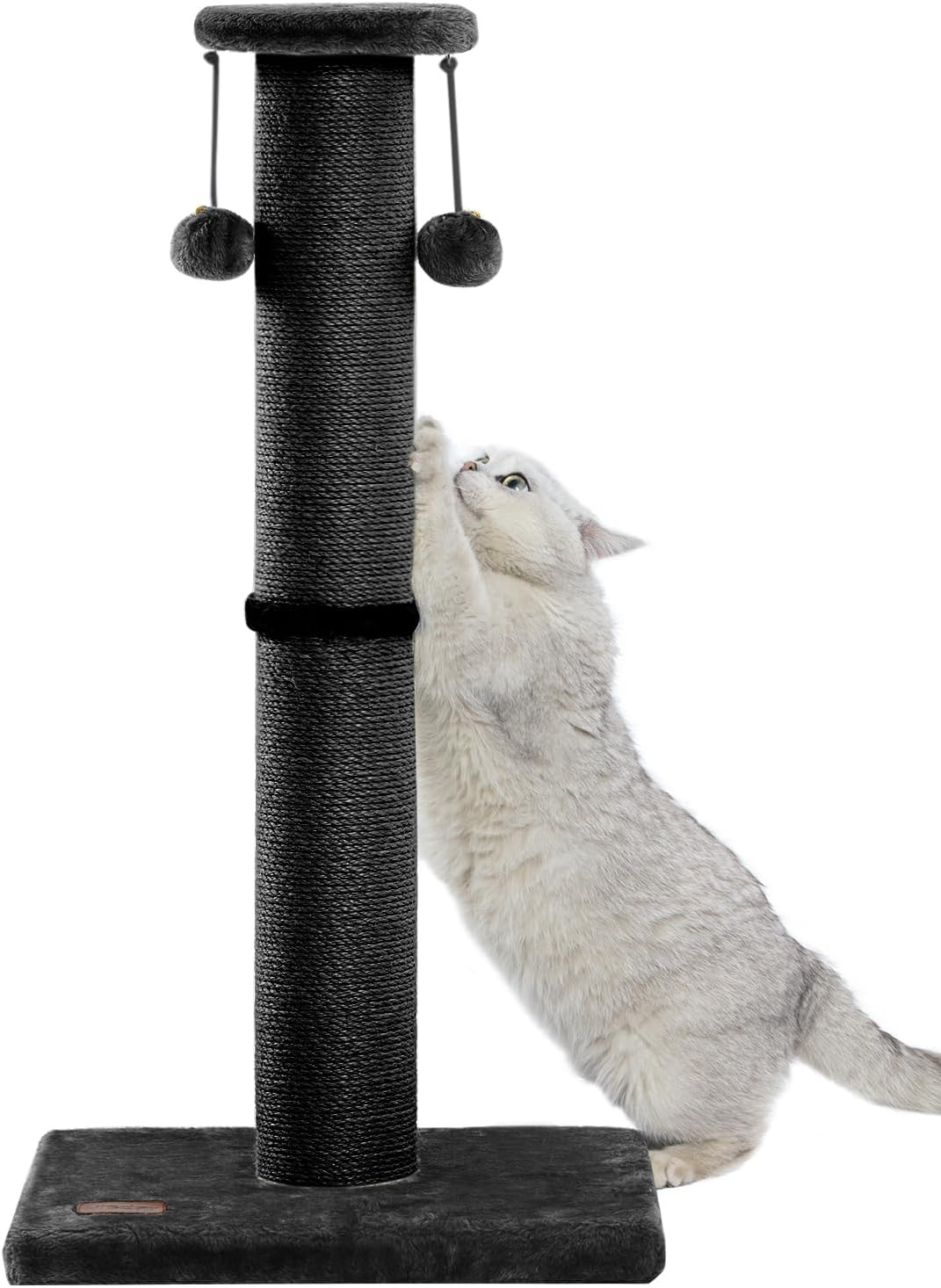 Kilodor 34Inch Tall Cat Scratching Post,4.3Inch Diameter Large Sisal Cat Scratch Post with Ball, Sturdy and Durable Cat Scratcher for Indoor Cats Adults Grey