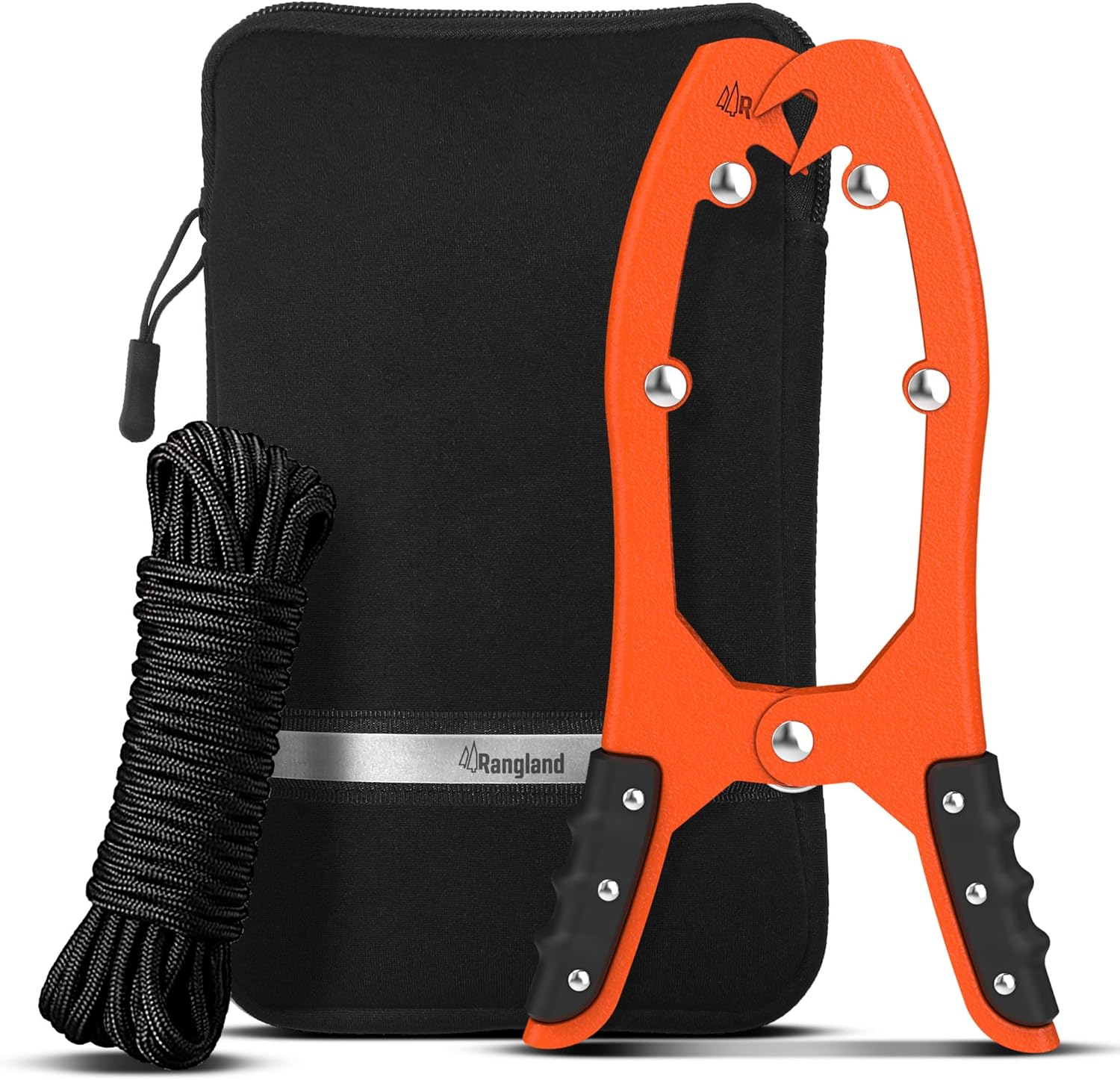 RANGLAND Original&reg; BAX-JAW Kayak Anchor Clamp Grip - Wide 5.25" Self Locking Tension Jaw with Floating Pouch and 15' Paracord 550 Rope, Kayaking Accessories (Corrosion-Proof Steel) image number 1