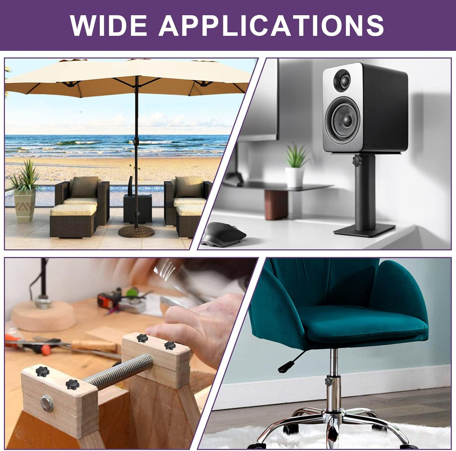 Lifcratms M8 X 40Mm Thread Star Knob 2Pcs, Plastic Hex Shaped Clamping Knob Handle Hand Tightening Screw for Umbrella Base Replacement image number 6