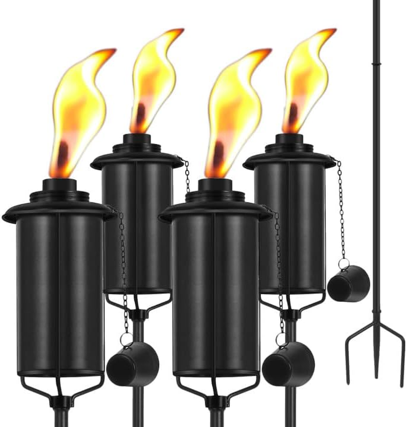 ZSZMFH 16Oz Torch Canisters, 6 Pack Bamboo Torch Refillable Replacement Canister, Outdoor Citronella Fuel Torch Canister with Wicks and Covers,For Luau Party, DIY Garden Decor.