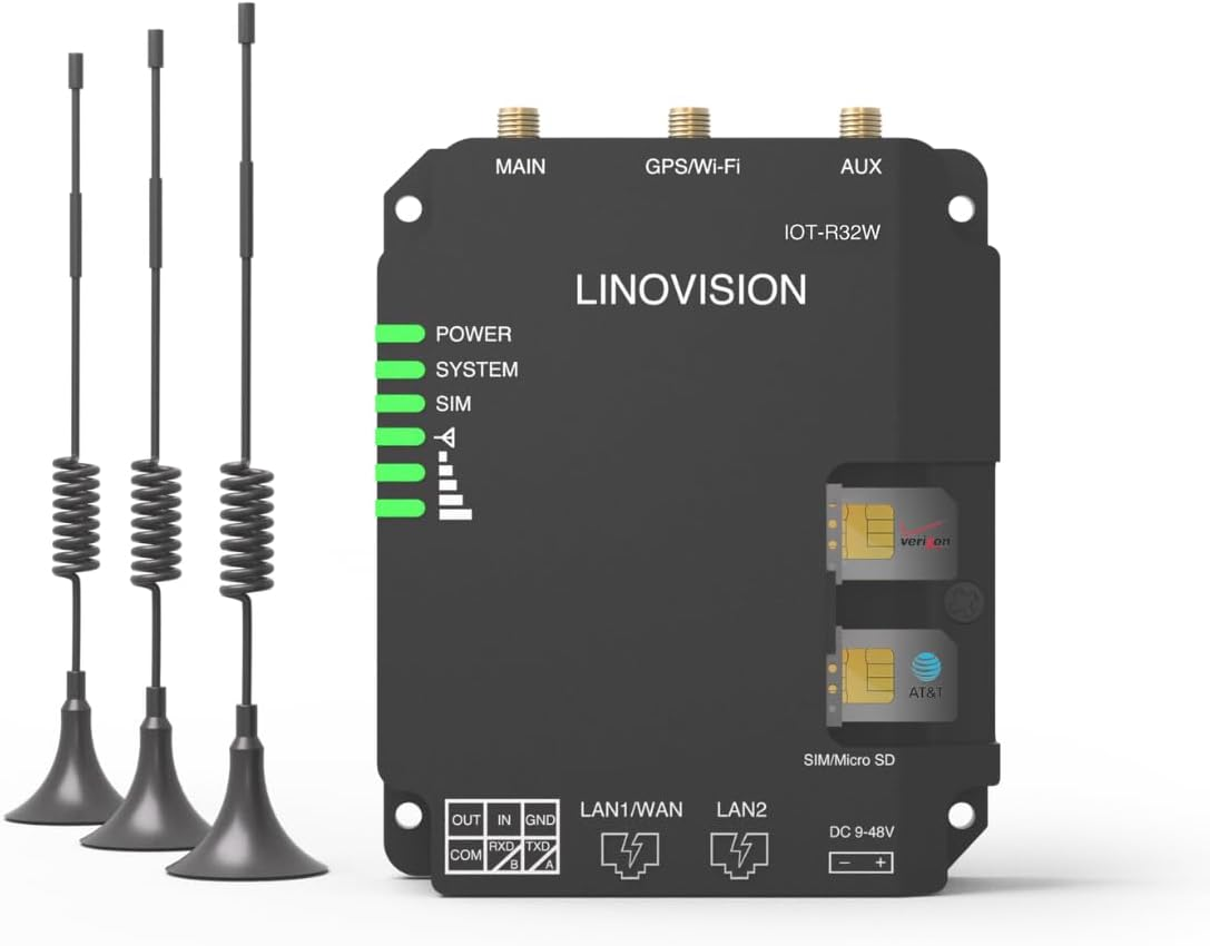 LINOVISION Industrial 4G LTE Cat4 Cellular Router with Wi-Fi, Enhanced Signal, Dual SIM Slots, DTU Gateway for RS485 Devcie, Iot Sensors, Solar Cameras, M2M, Vehicles, Supports Telstra, OPTUS Etc. image number 4