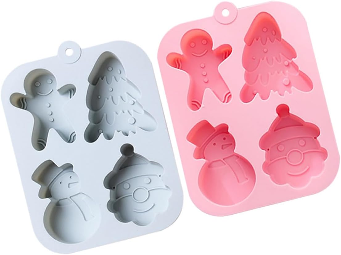 Yardwe 2Pcs Non-Stick Christmas Cake Mold Silicone DIY Baking Molds for Kitchen Christmas Decoration image number 3