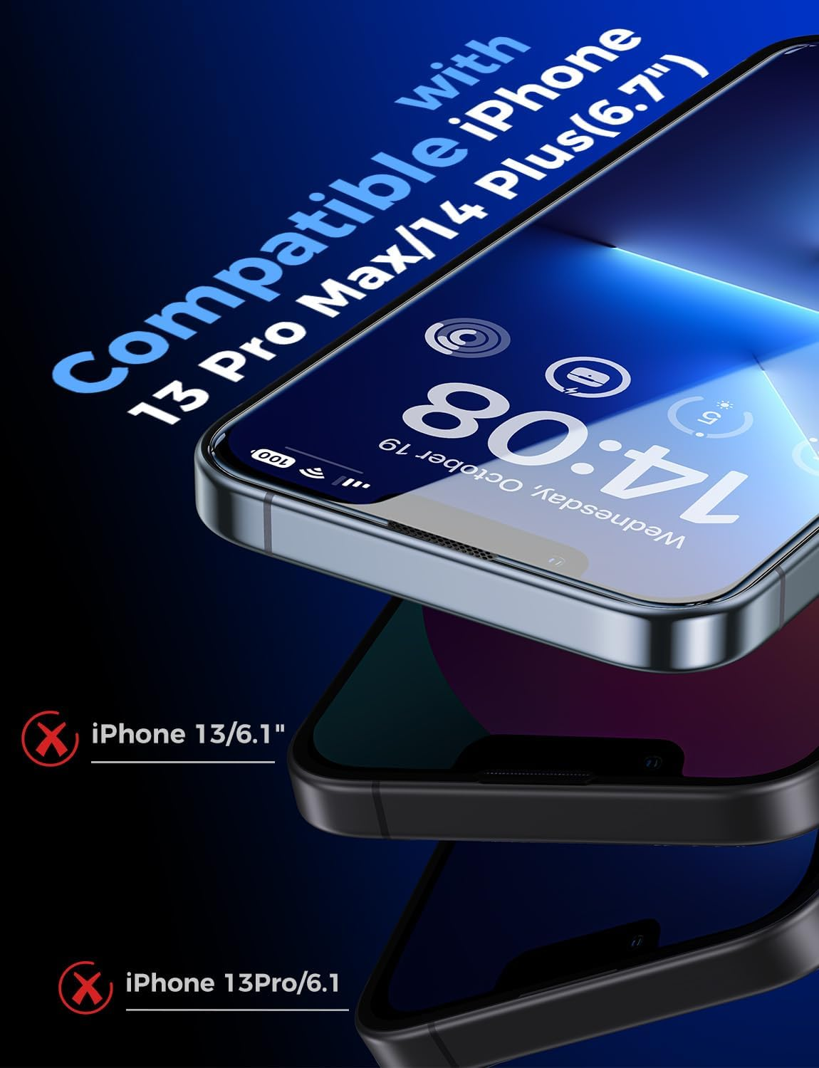 MAGIC JOHN 2 Pack for Iphone 13 Pro Max/Iphone 14 plus 6.7 Inch Tempered Glass Screen Protector, Auto Dust-Elimination Installation, Bubble Free, HD Clear, Easy Installation image number 5