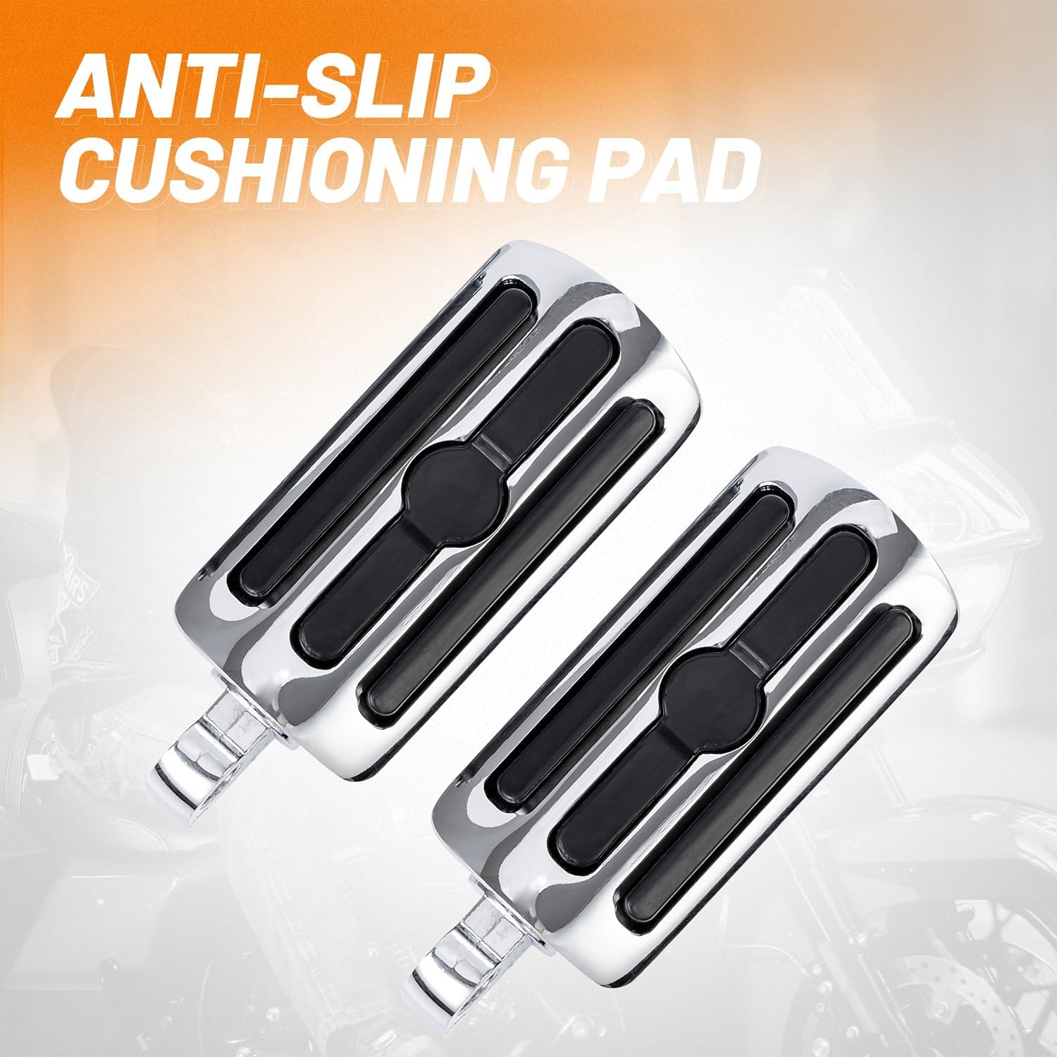 1-1/4" Motorcycle Foot Pegs for 1.25" Engine Guard Highway Pegs for Crash Bars Foot Pedal Bracket Clamp Compatible with Harley Touring Electra Road Glide Road King Street Glide Sportster 883 - 1" To 1/4" U-Clamp + Foot Pegs Chrome image number 4